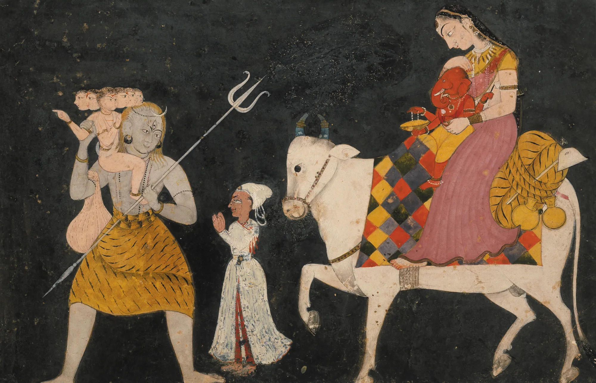 Shiva, Parvati, Kartikeya, and Ganesha Traveling