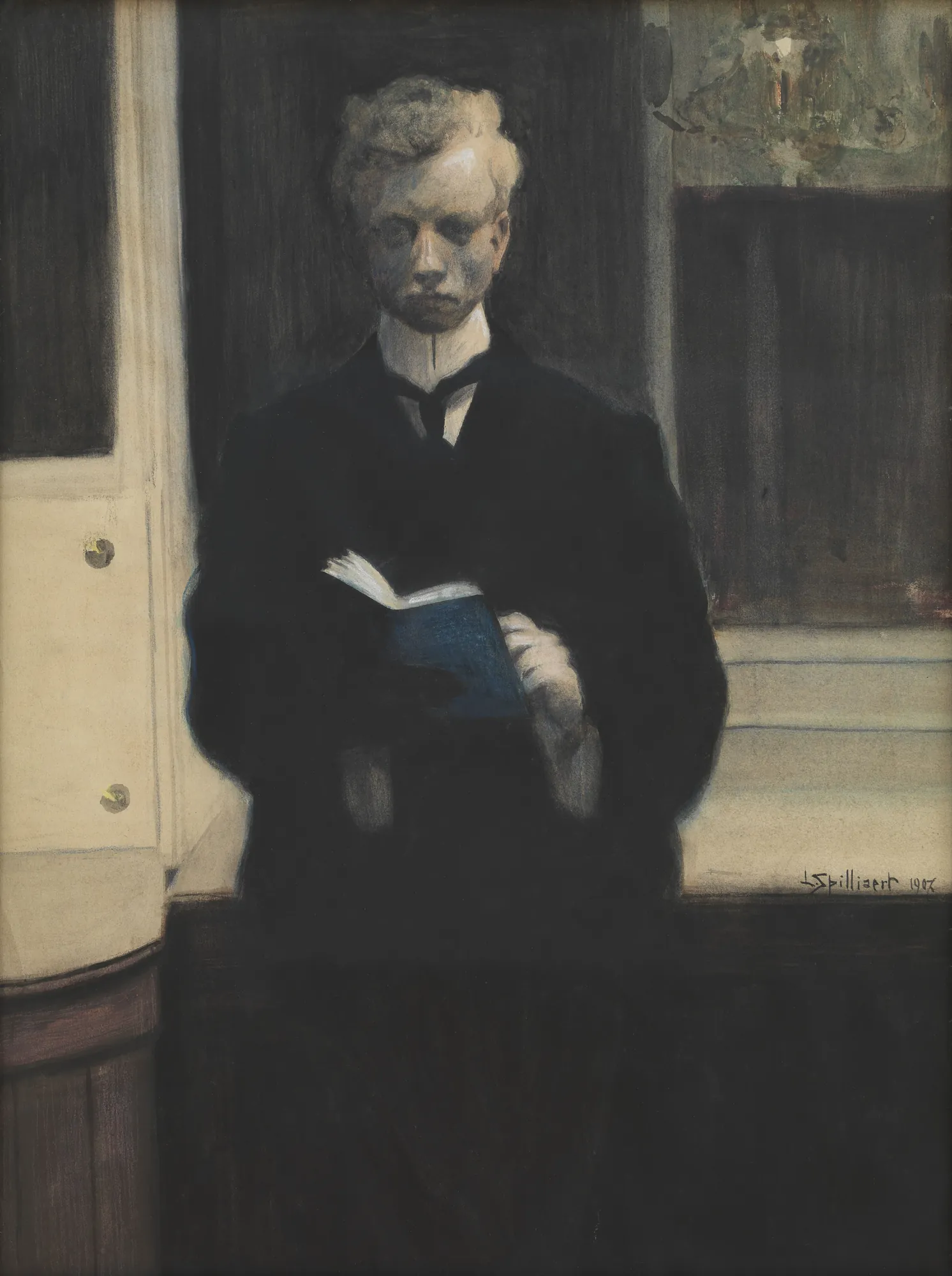 Self-Portrait with a Blue Sketchbook
