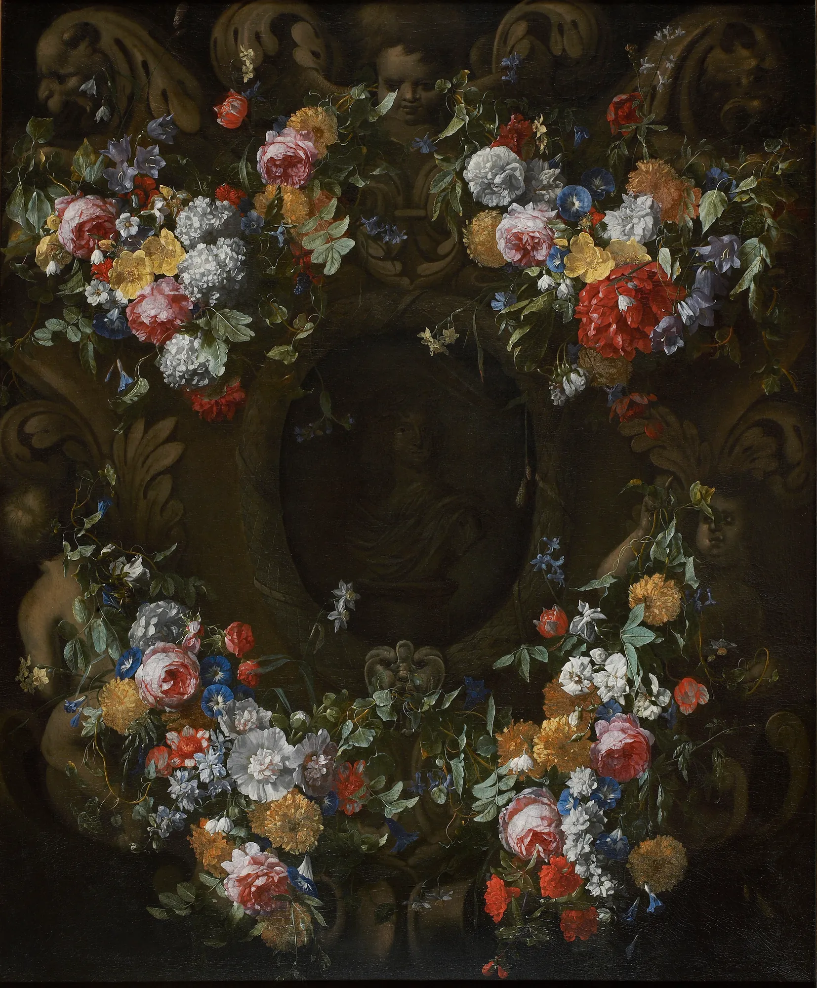 Flower Garland and Cartouche with the Portrait of Le Grand Condé