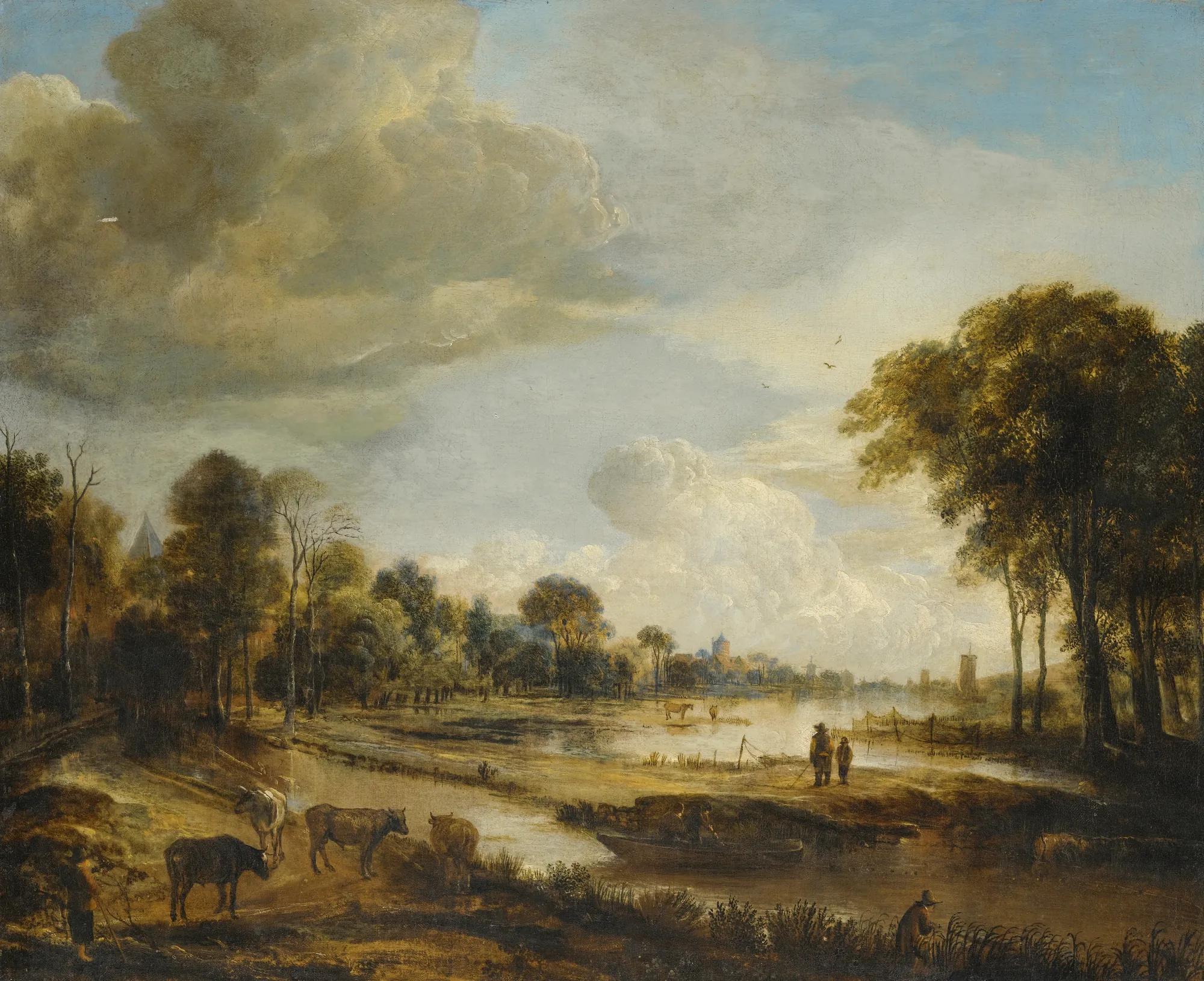 River Landscape with Figures and Cattle