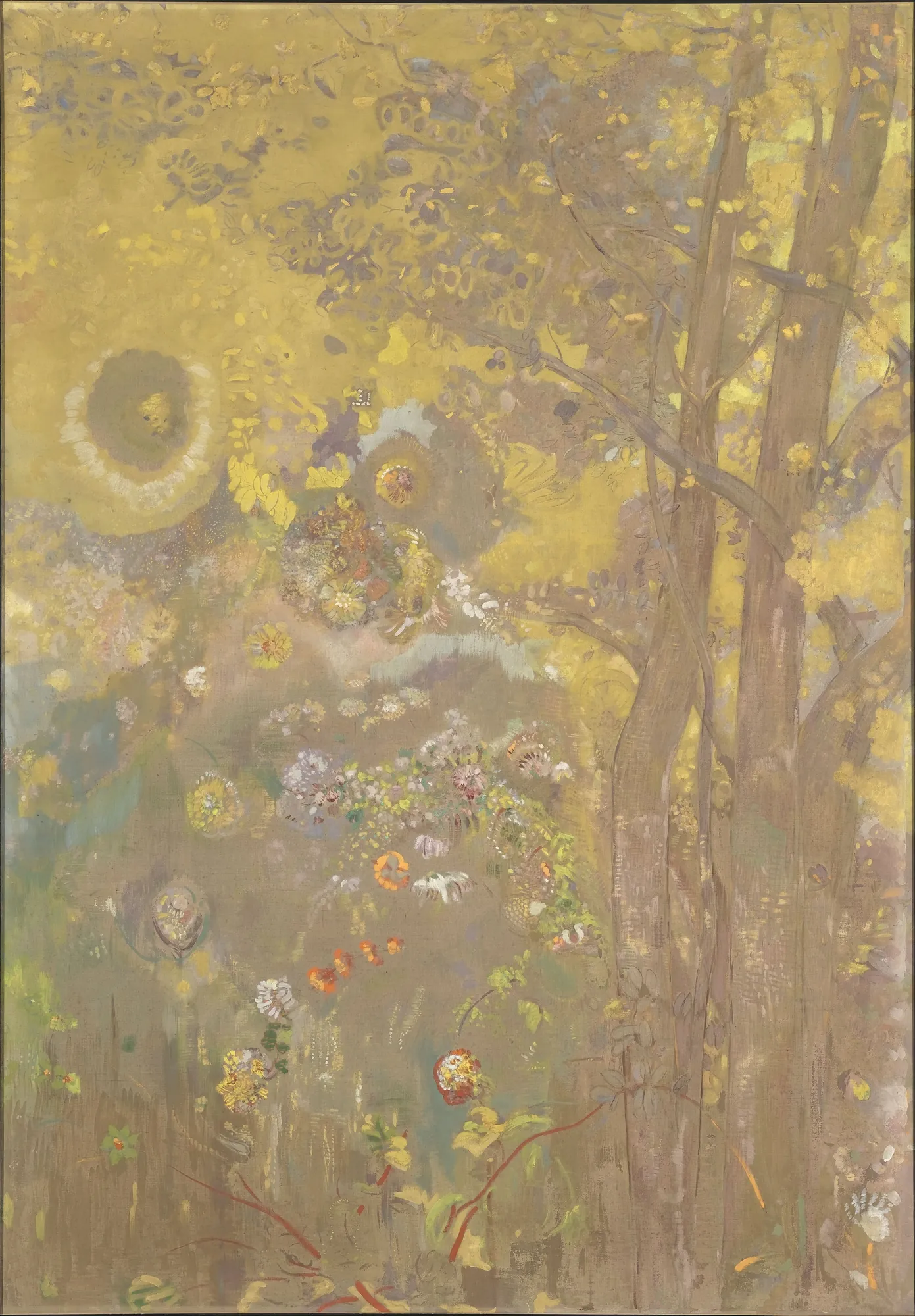 Trees on a Yellow Background (Arbres sur un fond jaune)