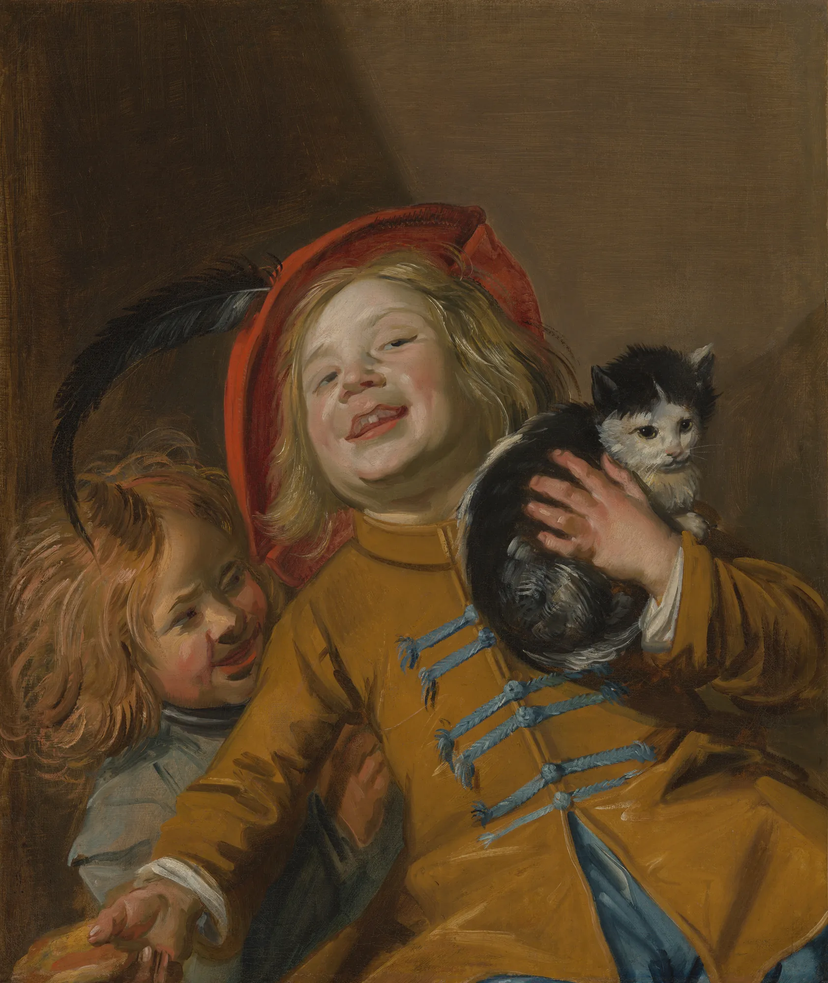 Two Children with a Cat