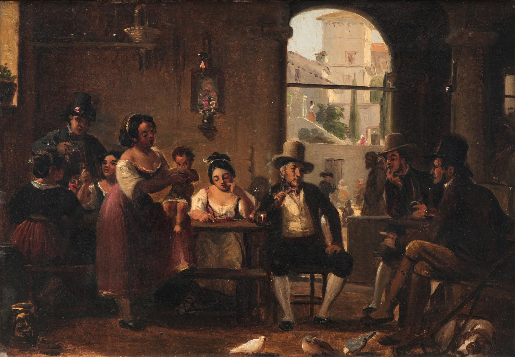 From a Roman Osteria: Pipe-Smoking Hunters and Italian Women