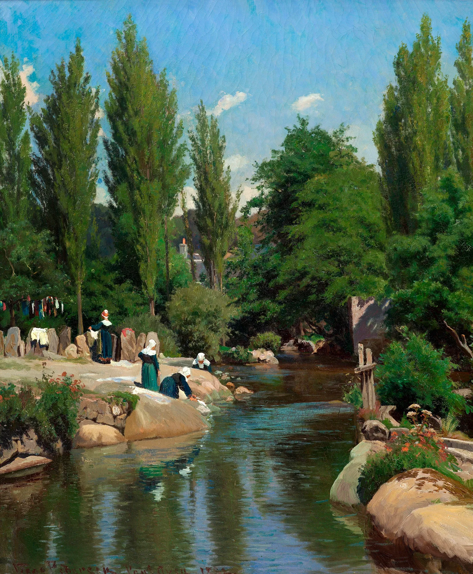 Washing Clothes by a Creek in Brittany