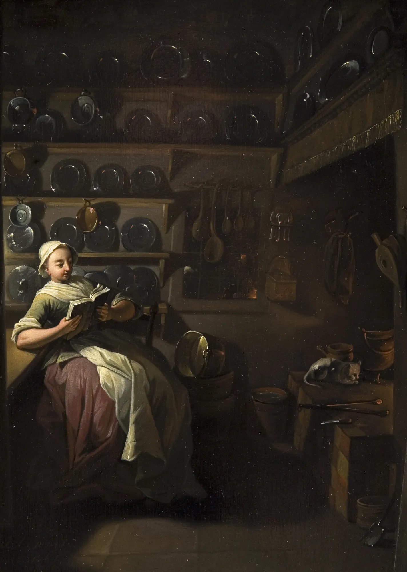 Kitchen Interior with a Girl Reading