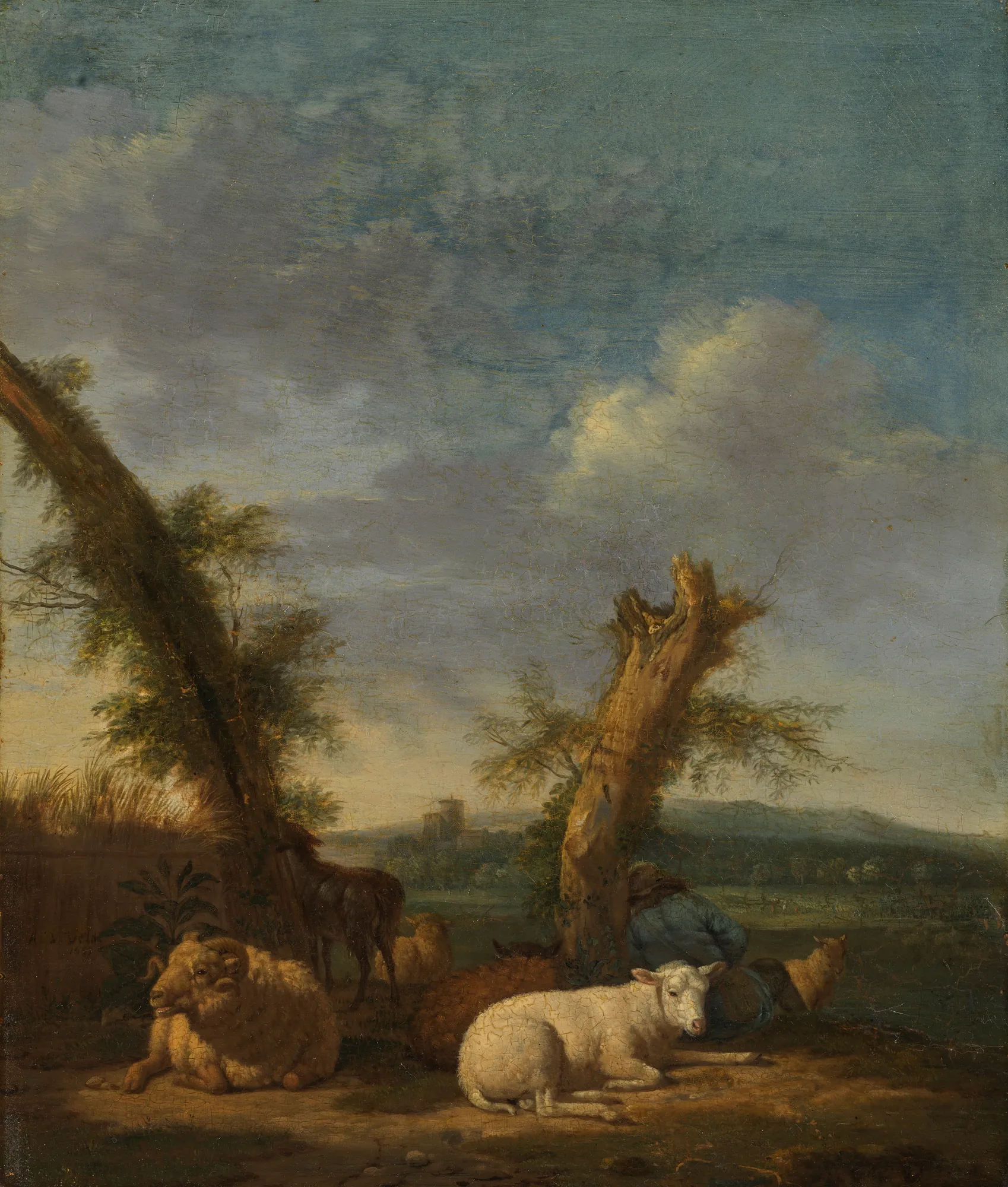 Landscape with Sheep and a Sleeping Shepherd