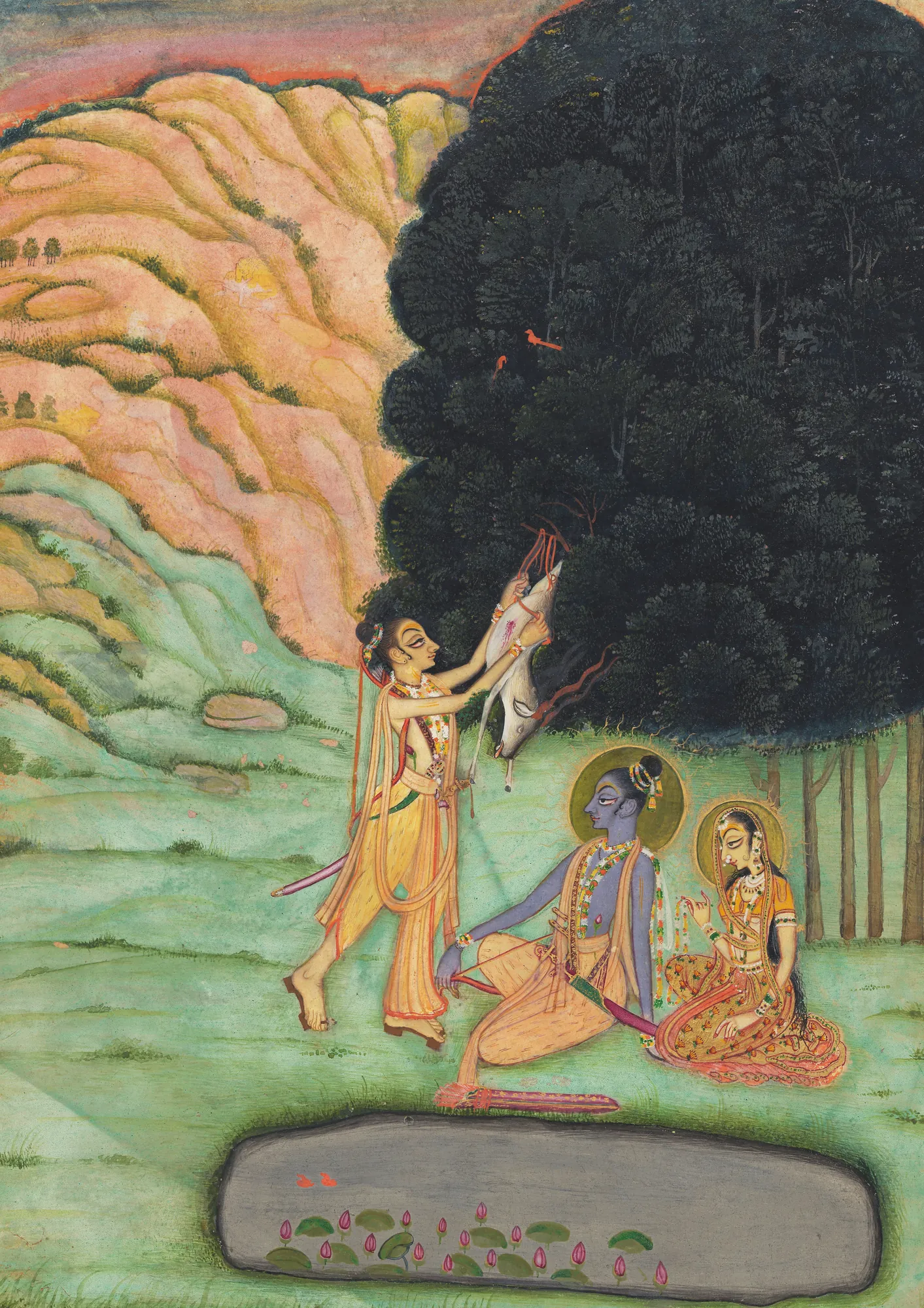 Lakshmana Hangs His Hunt on a Tree