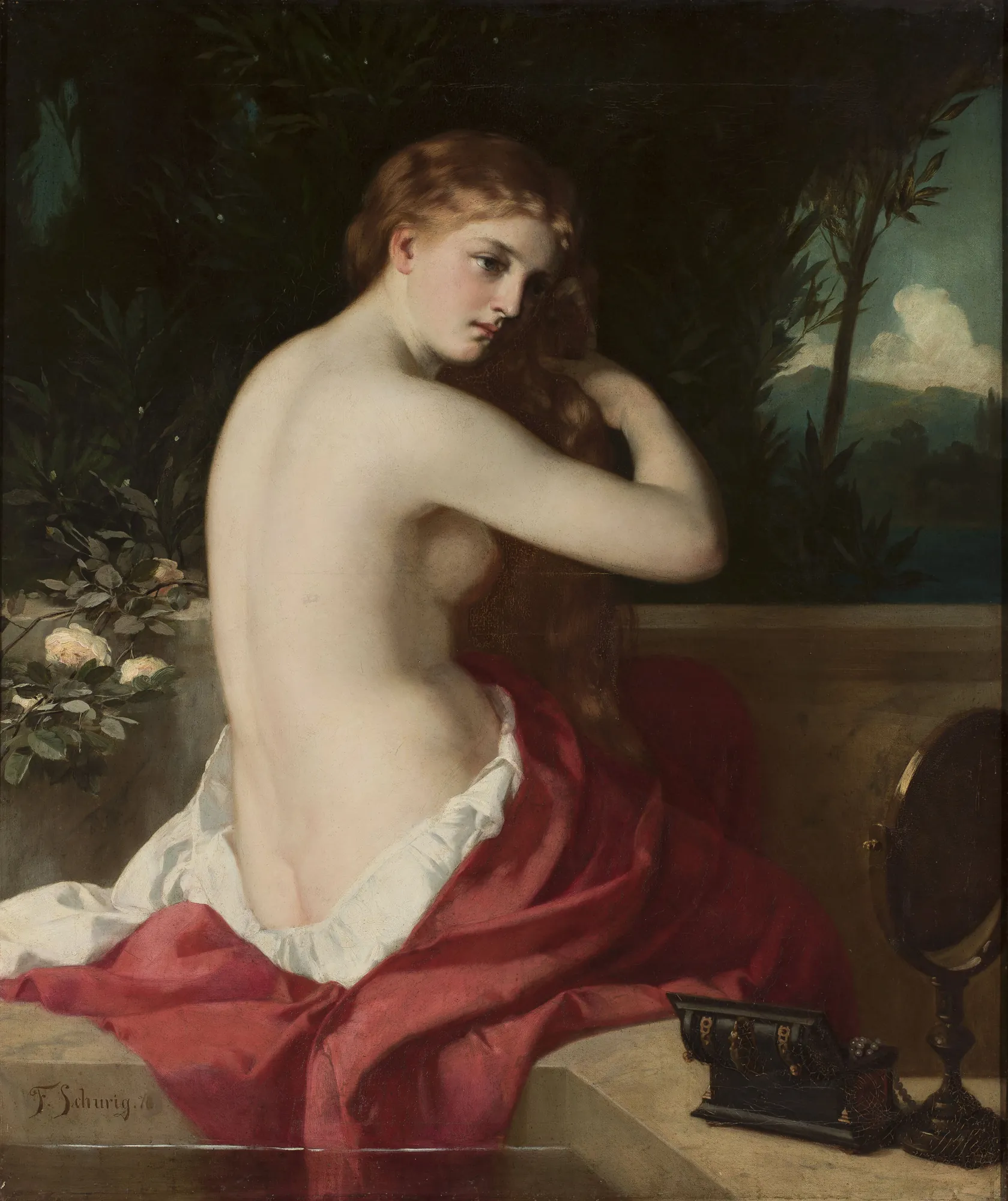 Woman Combing Her Hair