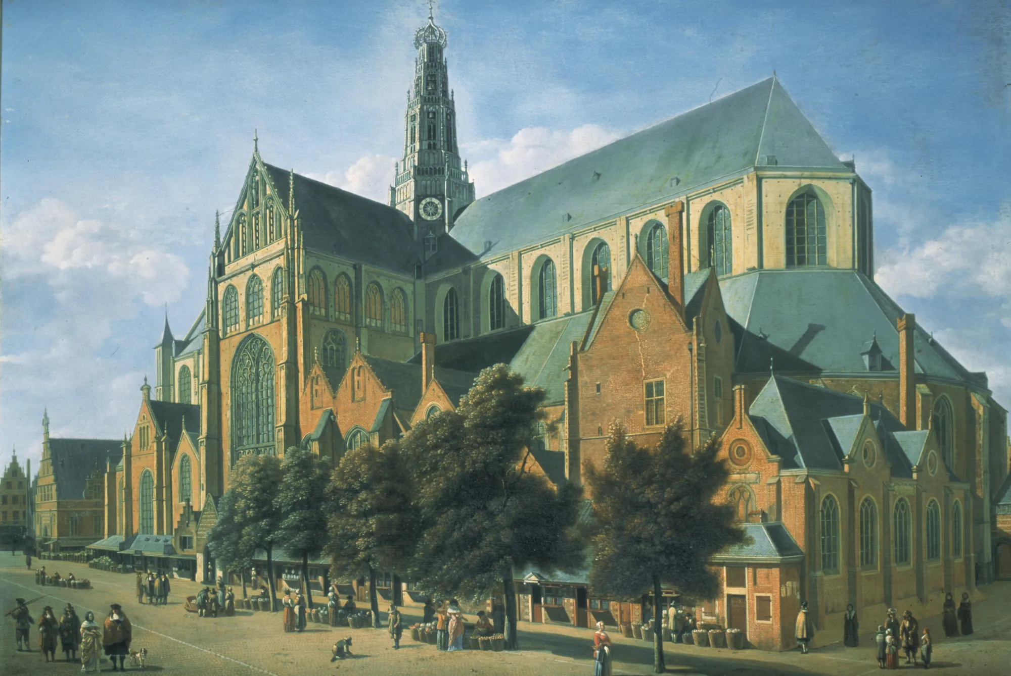 View of the Haarlem Bavo Church from the Groenmarkt