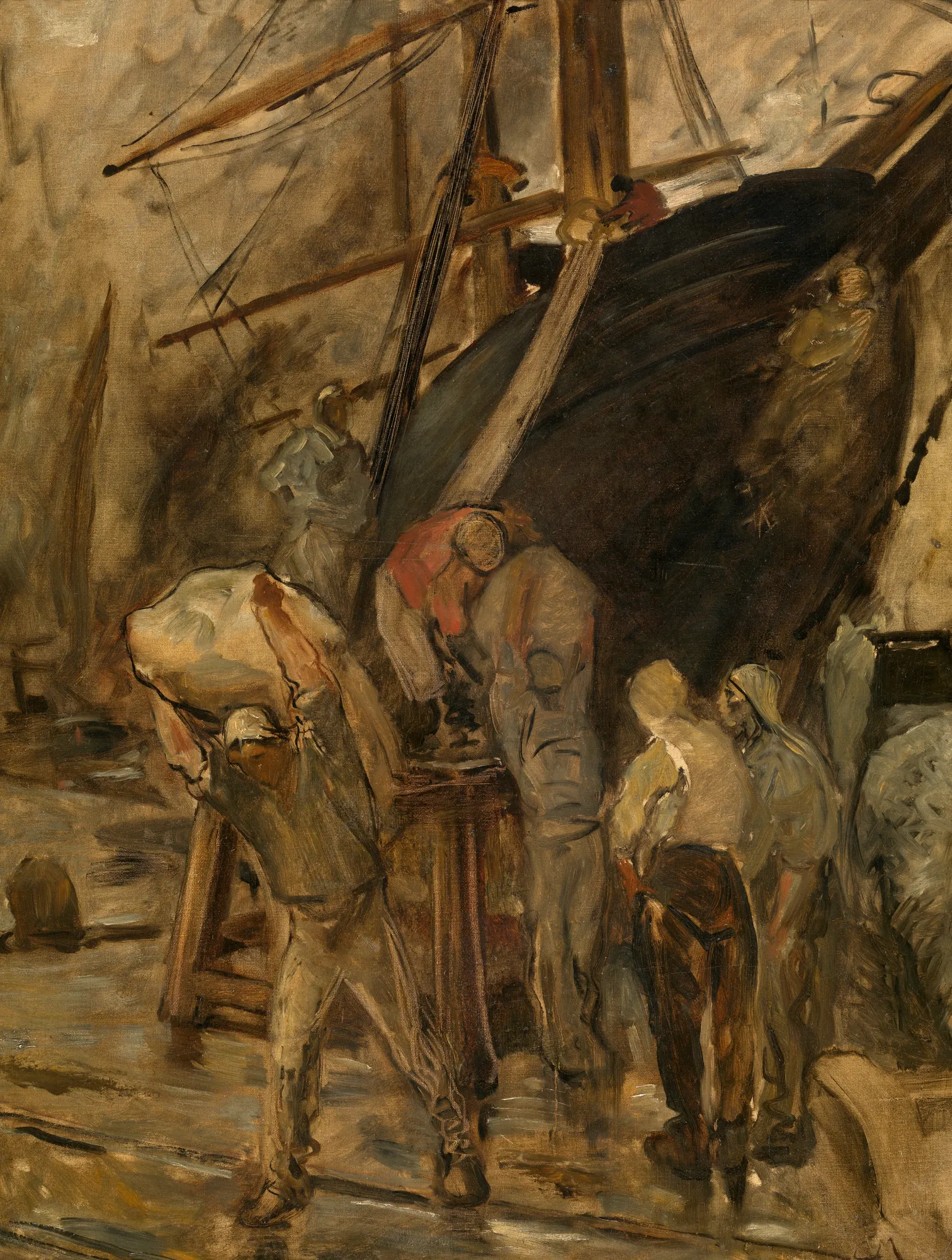 Unloading a Sailing Ship