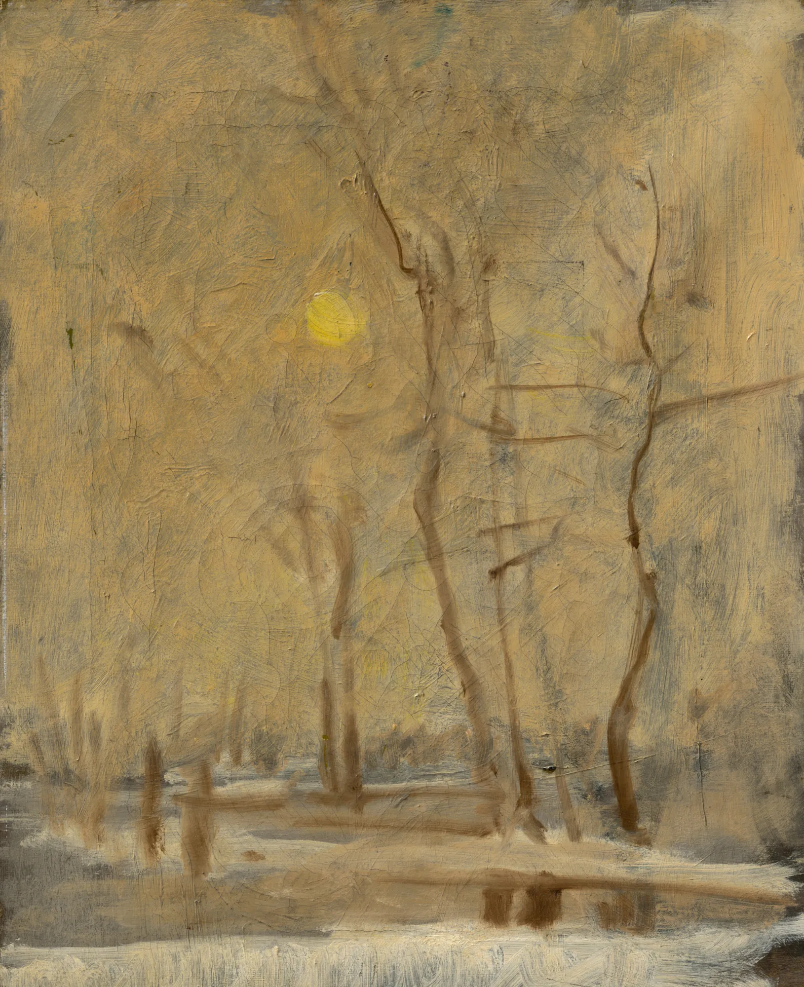 Winter Sun in a Landscape with a Brook