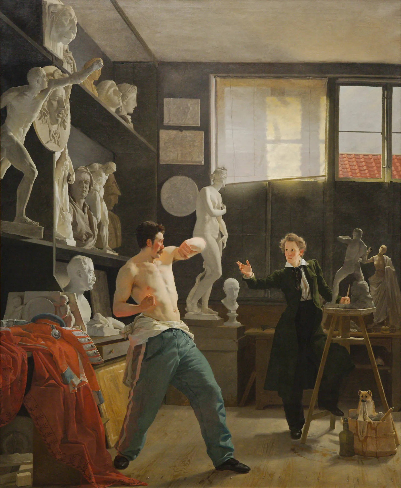 A Sculptor in his Studio Working from the Life