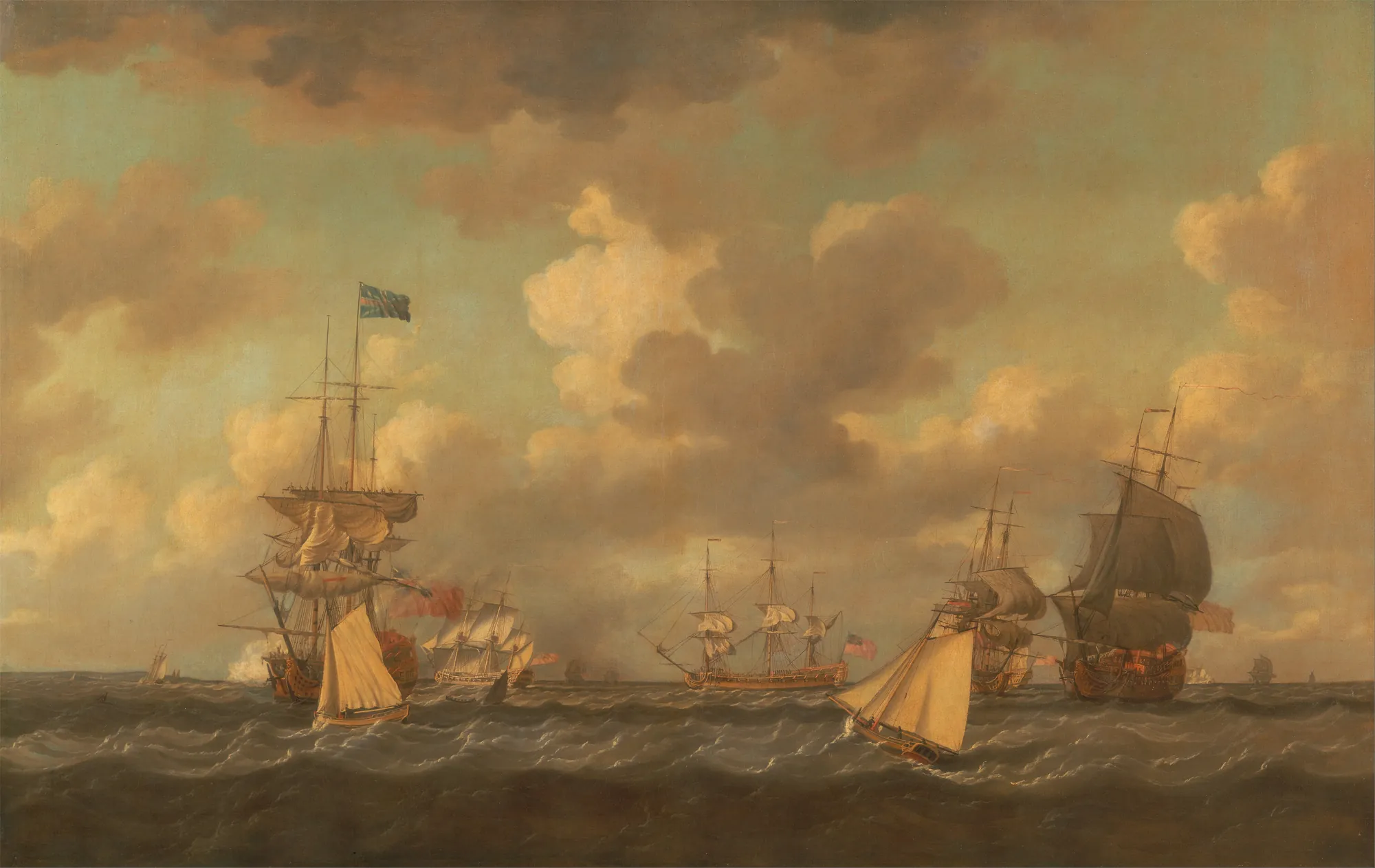 English Ships Coming to Anchor in a Fresh Breeze