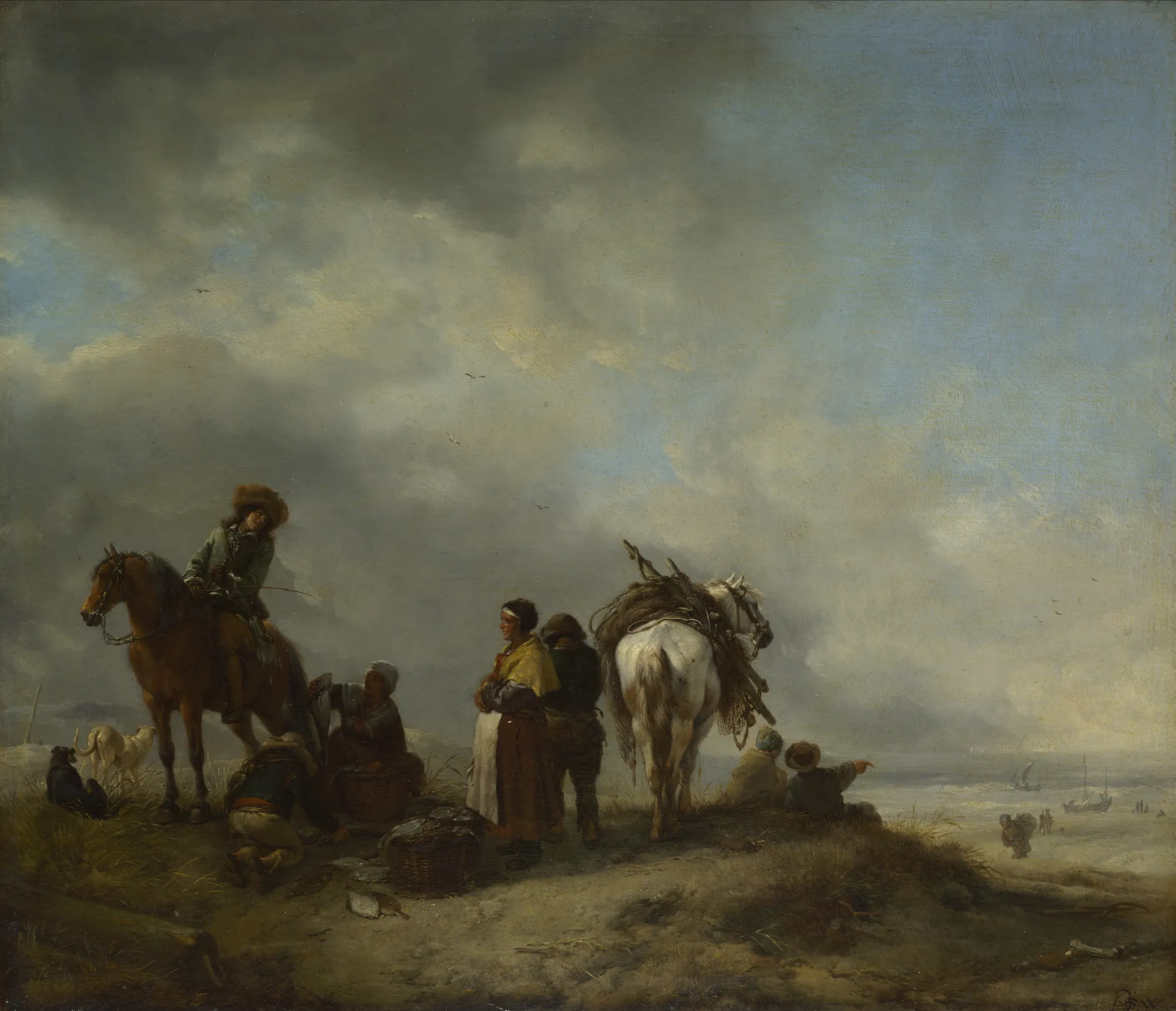Seashore with Fishwives offering Fish