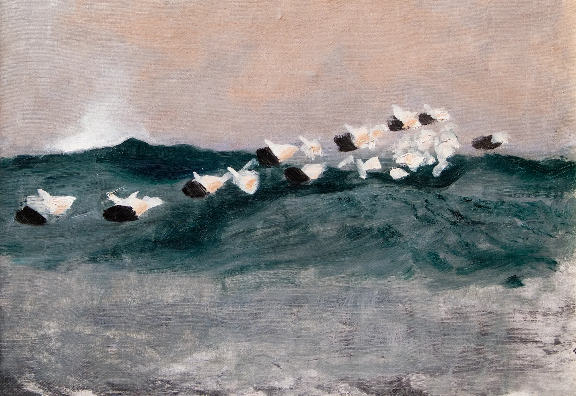 Sketch for Eider Ducks Flying in Formation