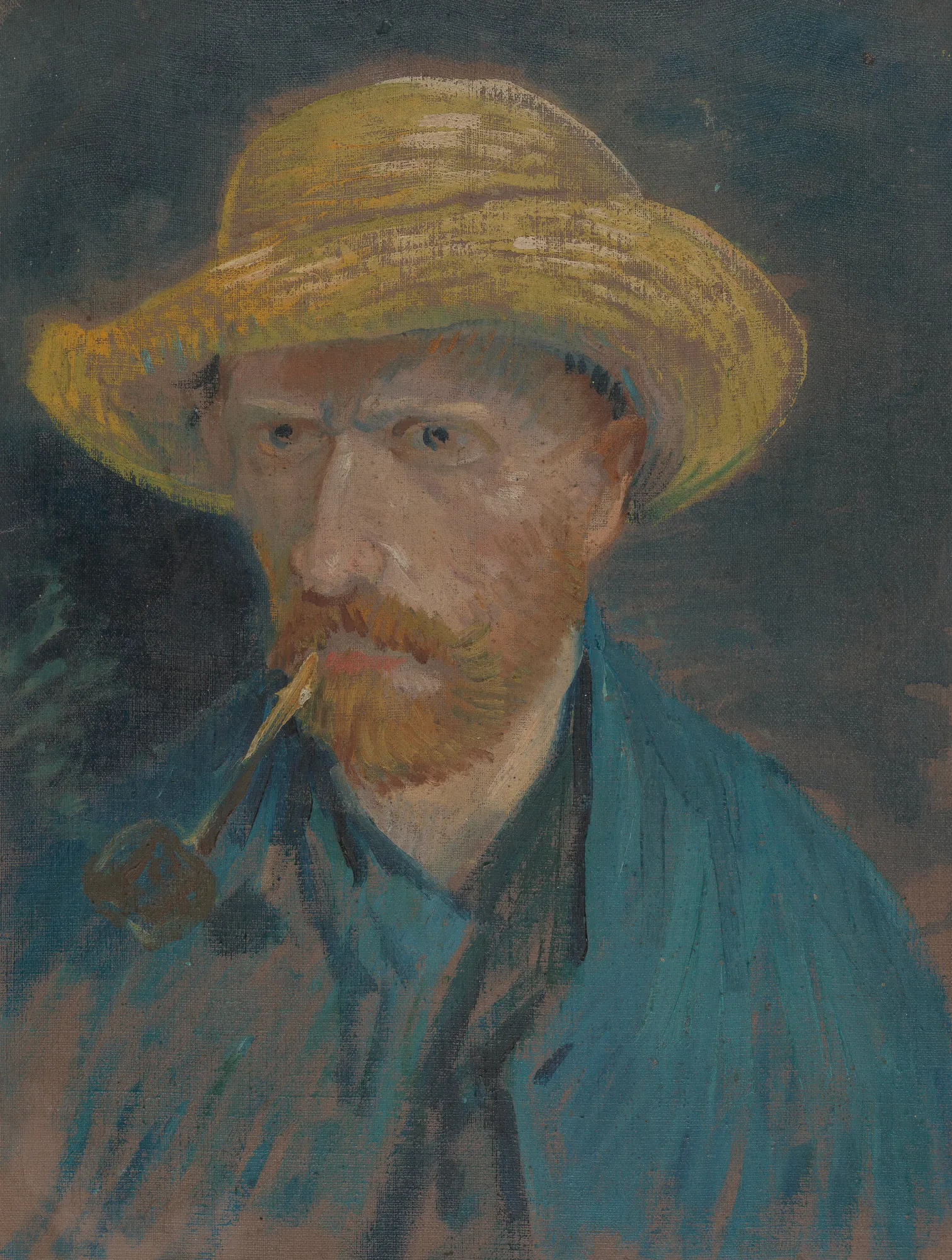 Self-Portrait with Straw Hat and Pipe