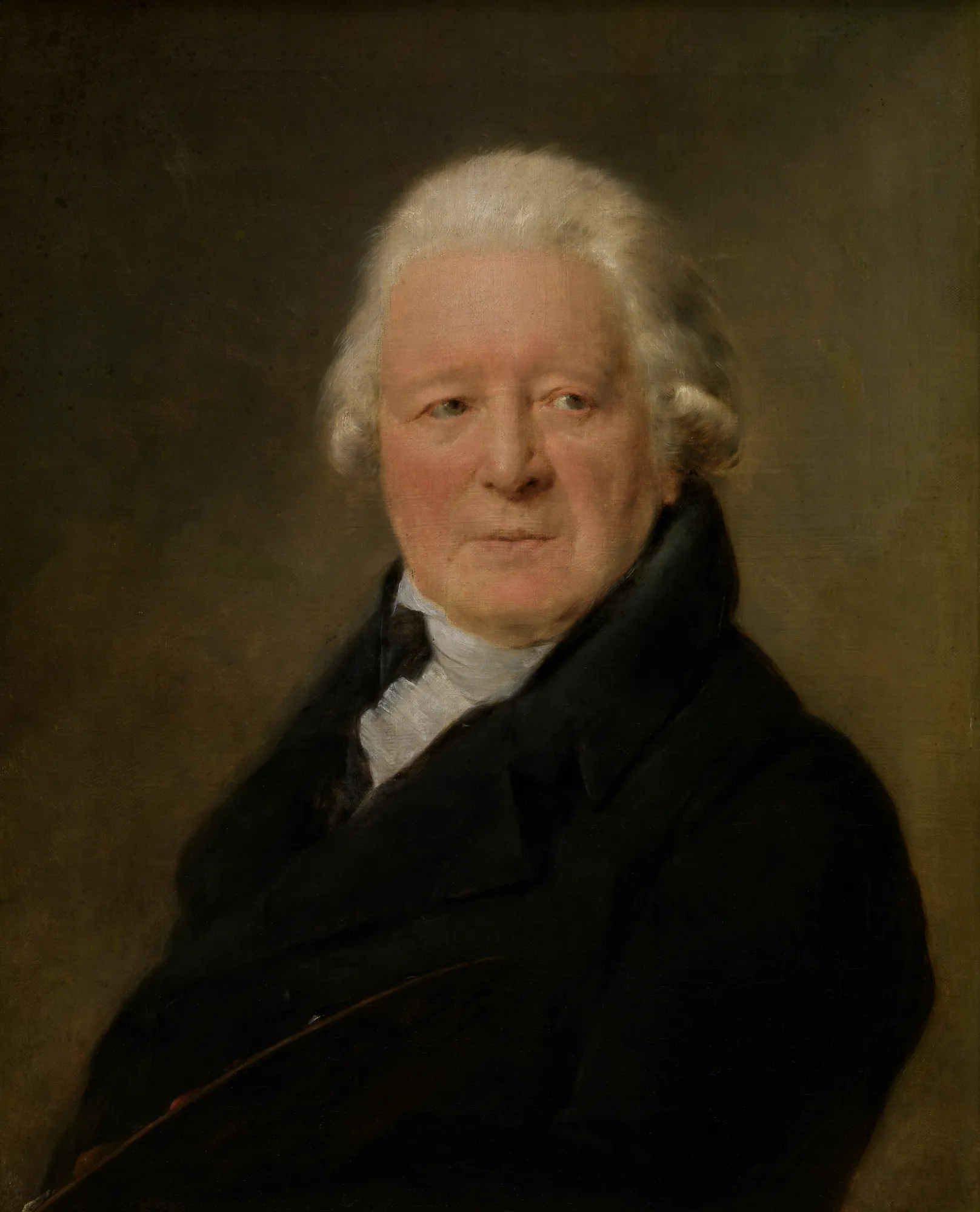 Portrait of the Painter Willem Jacob Herreyns Portrait of the Painter Willem Jacob Herreyns by Frans Marcus Smits. A half-length portrait of an elderly man with white hair, wearing a dark coat and holding a painter's palette.