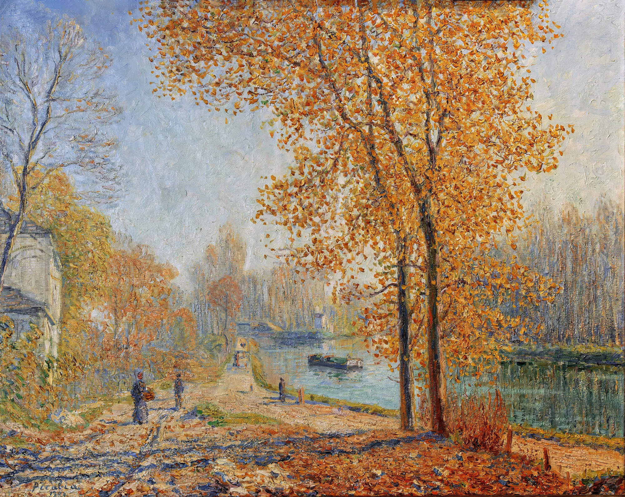Les Bords du Loing ; effet d’automne le matin à Moret