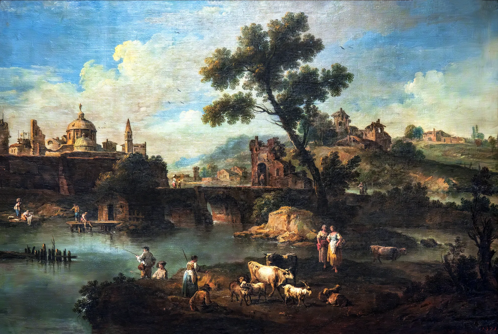 Landscape with a River, a Bridge, and Animals