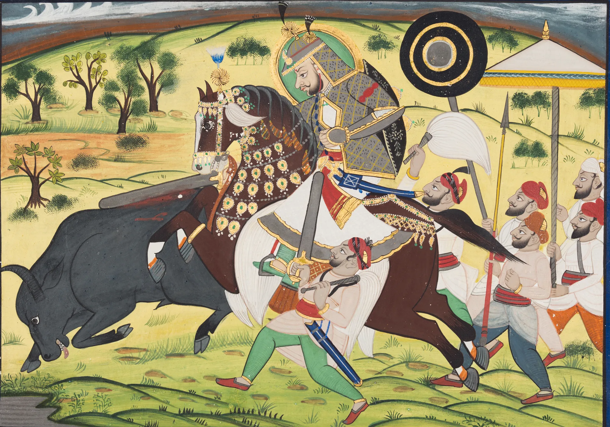 Maharao Ram Singh II of Kota Hunting Buffalo