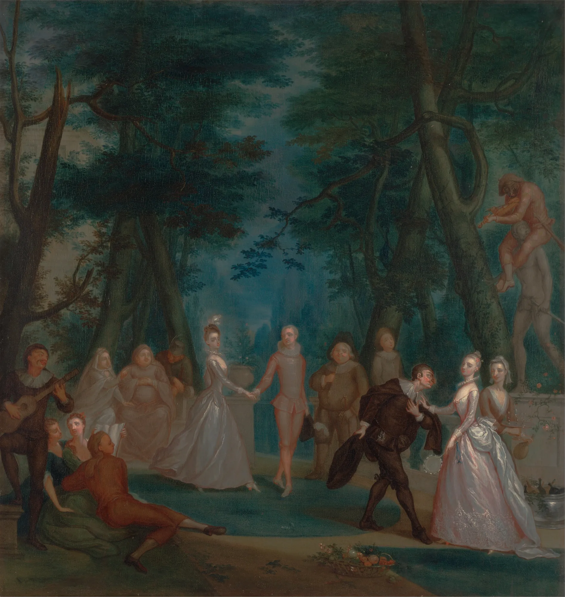 Scene in a Park with Figures from the Commedia dell'Arte