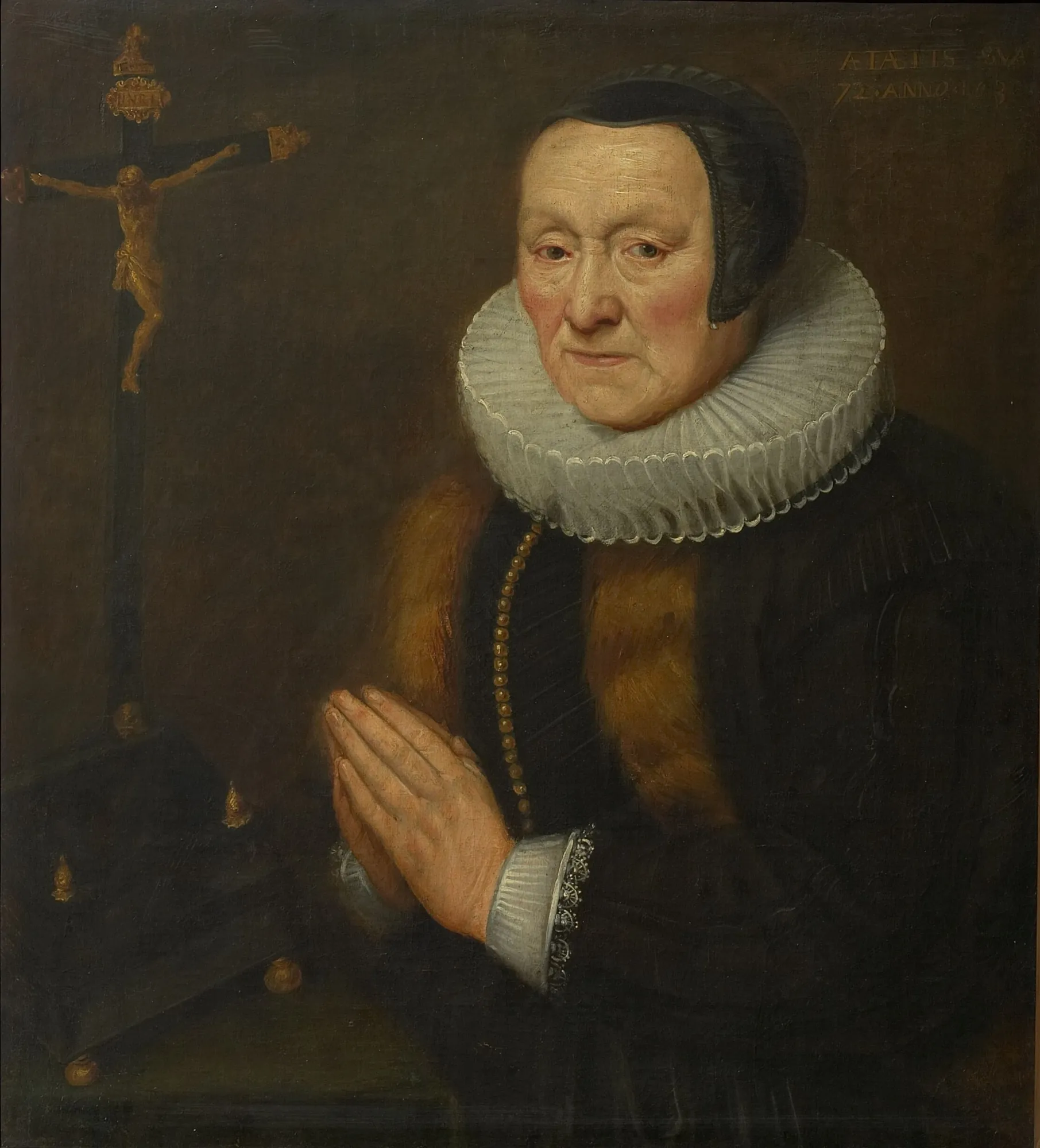 Portrait of Elisabeth Keyzers near a Crucifix