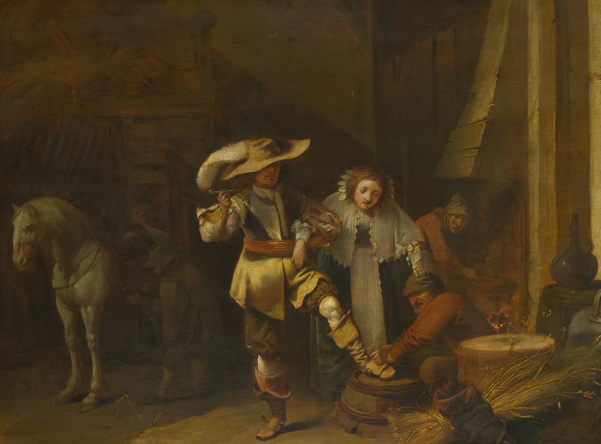 A Man and a Woman in a Stableyard
