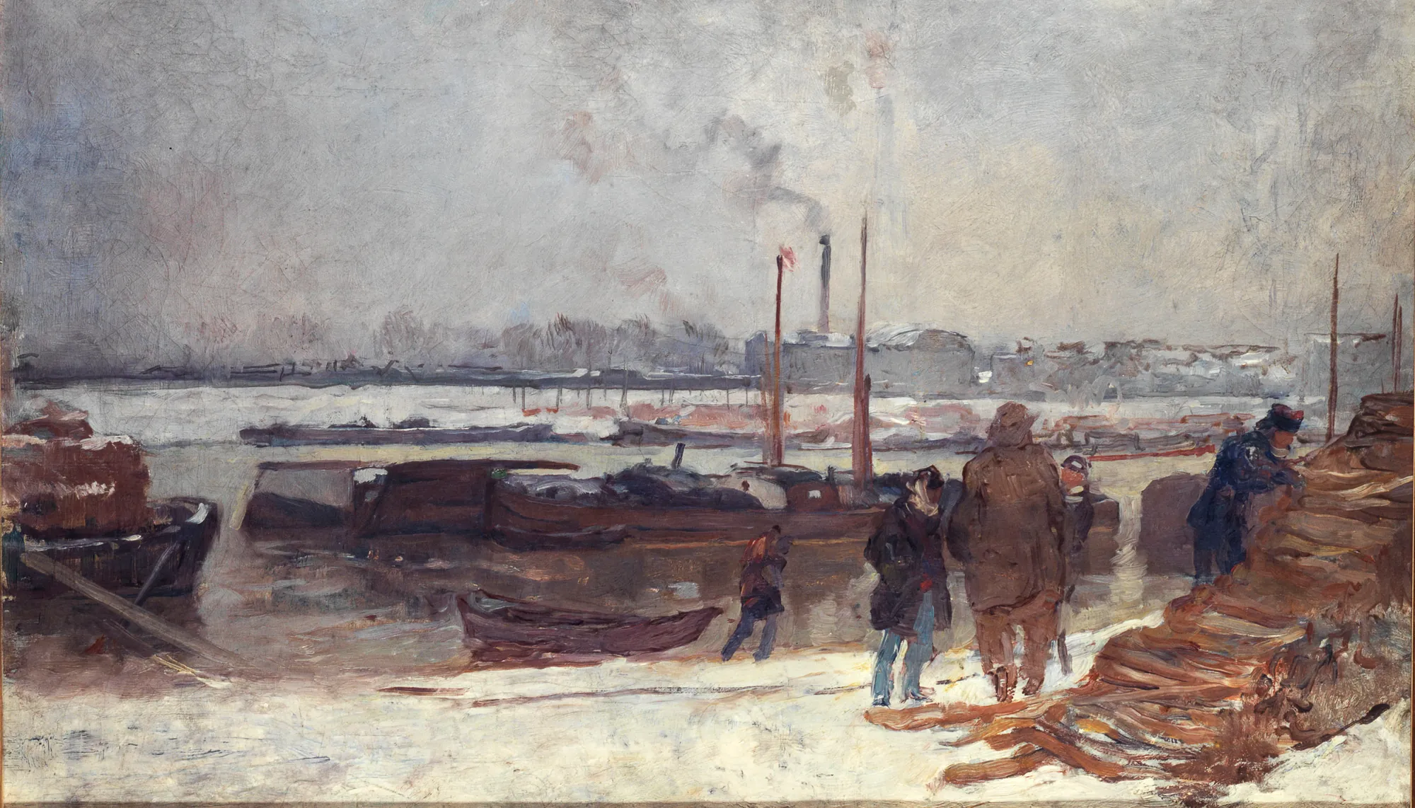 La Seine au quai d'Austerlitz, effet de neige