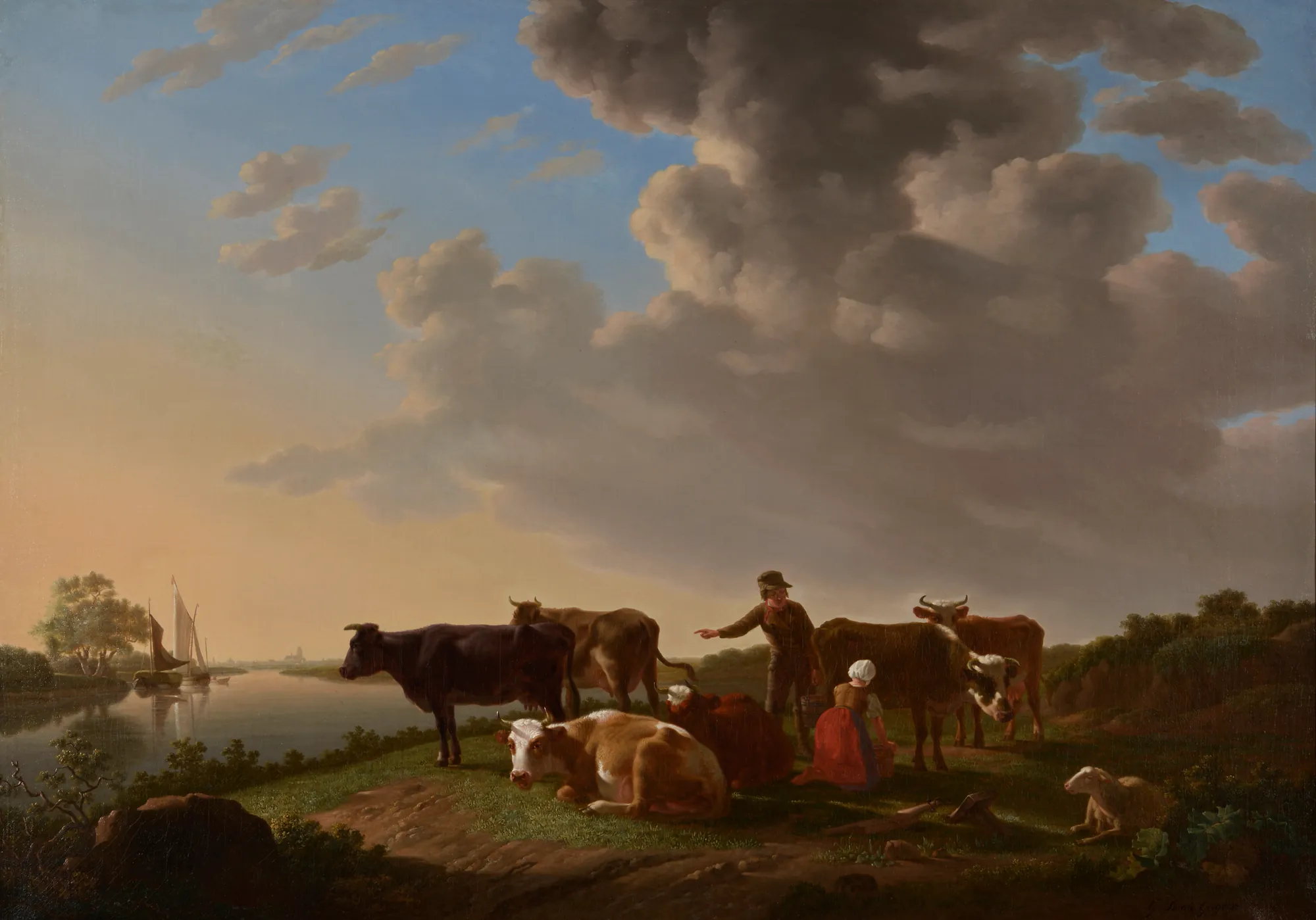 Landscape with Cows at a River Bend