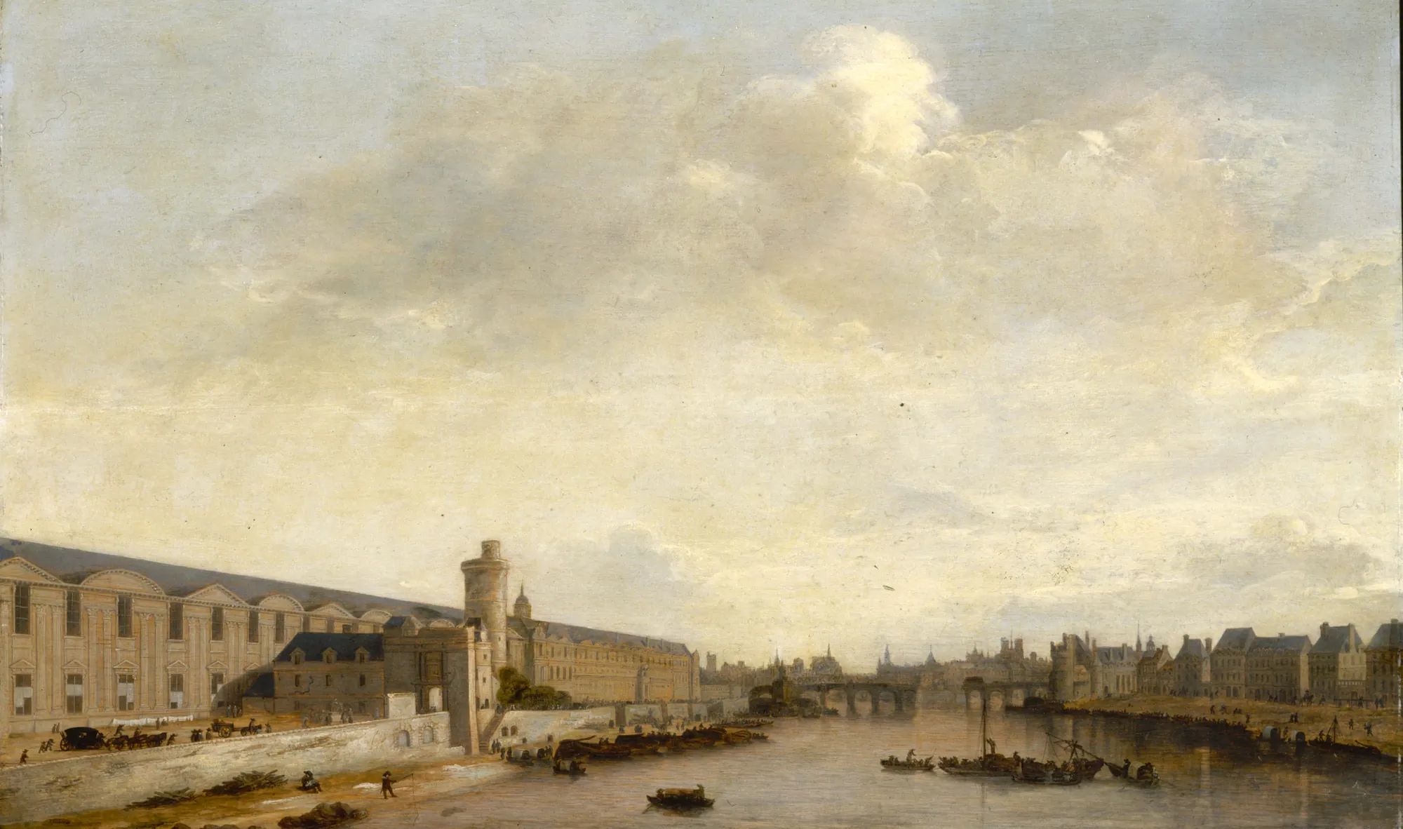 La Grande Galerie du Louvre, avec la porte Neuve et la tour de Bois
