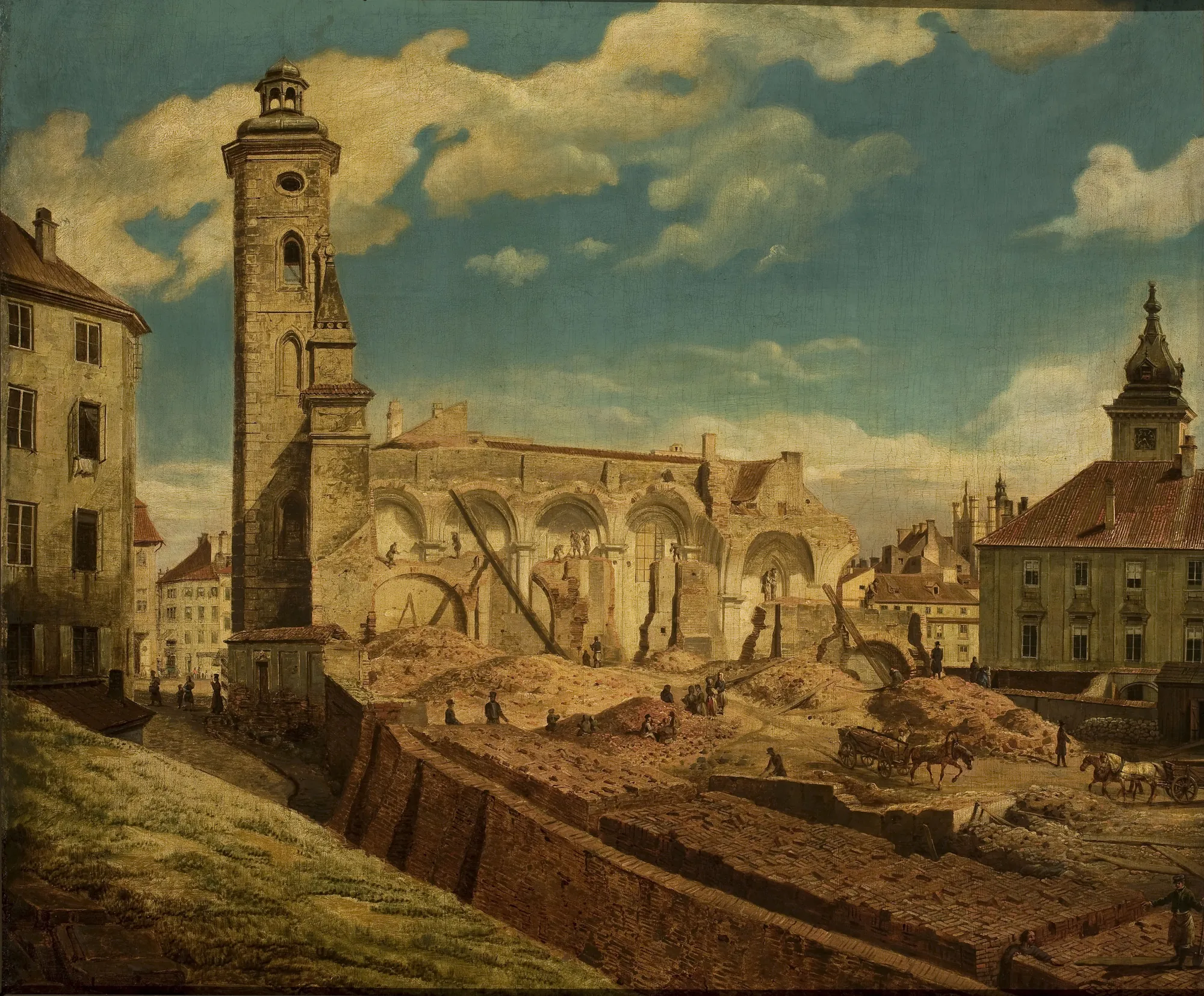 Demolition of the Church of the Bernardine Sisters in Warsaw