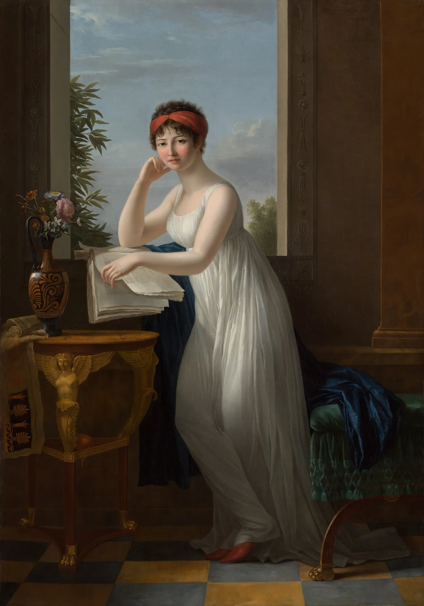 Young Woman Leaning on a Window Edge