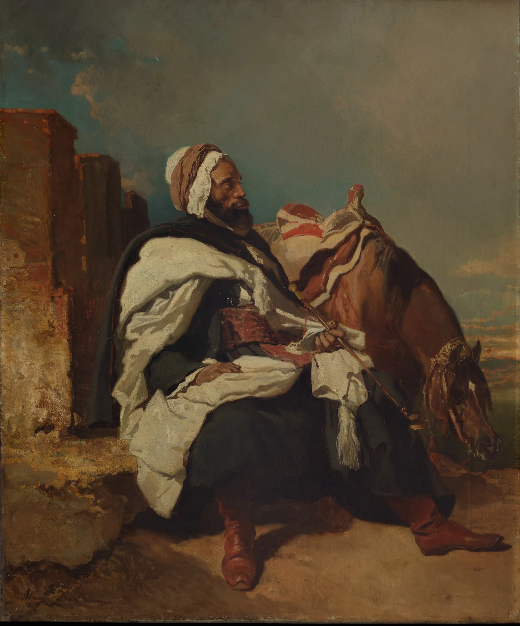 Seated Arab Man with Horse