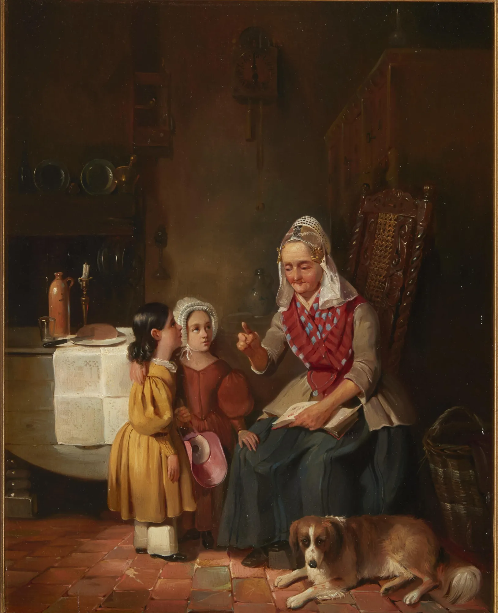 Interior with a Seated Woman and Two Girls