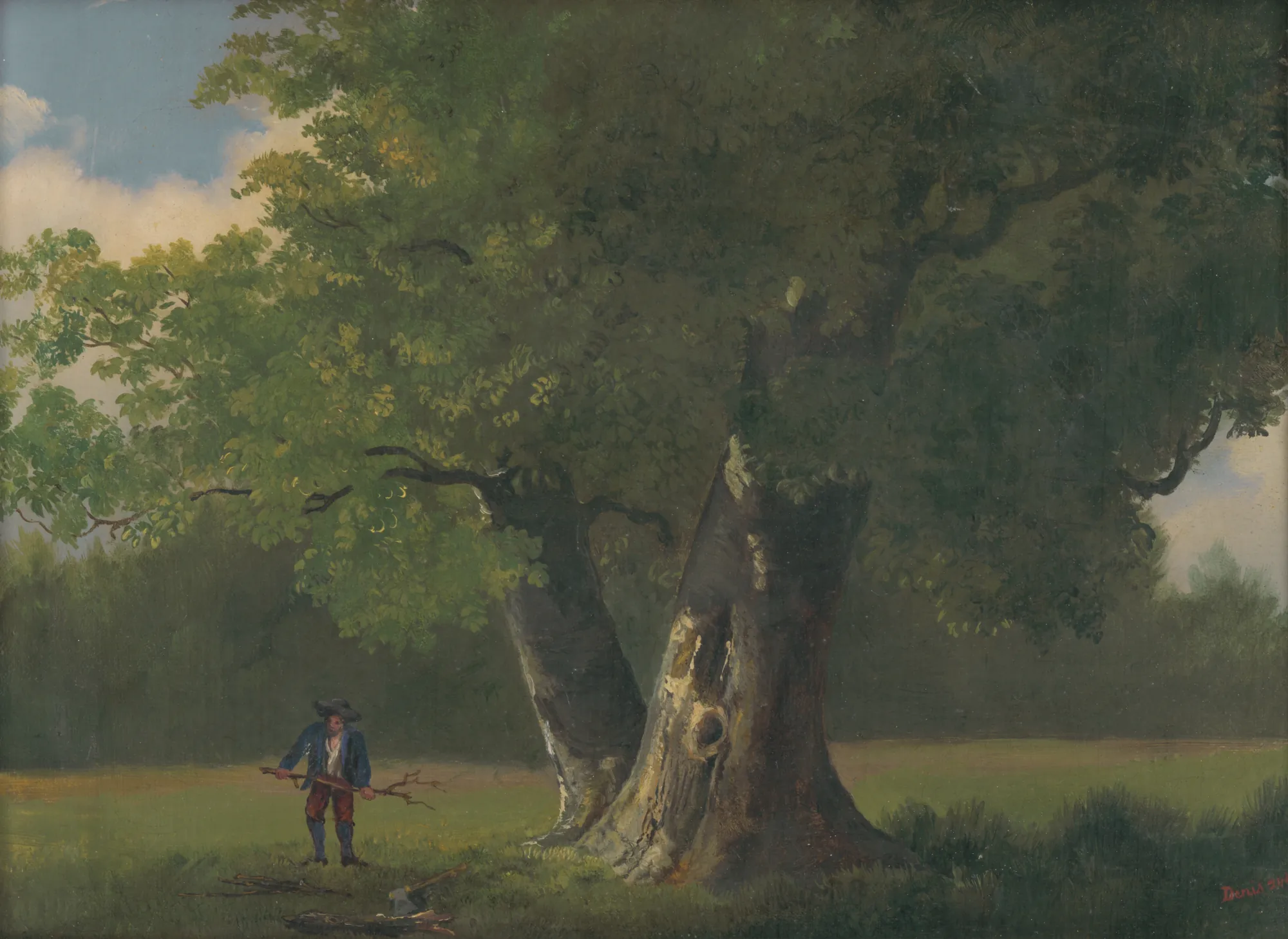 Two Oaks with Figure Staffage
