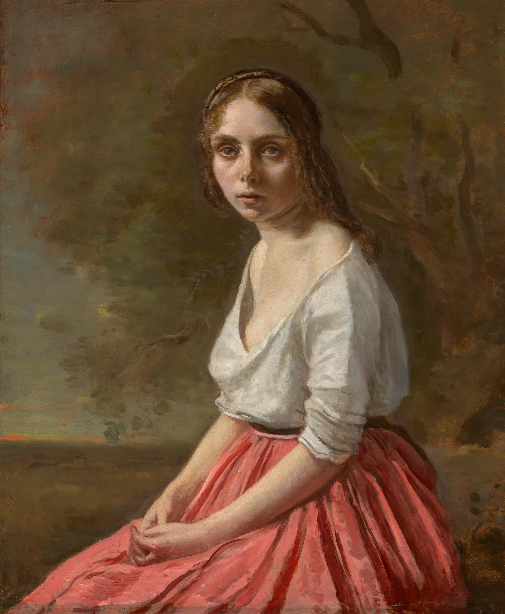 Young Woman in a Pink Skirt