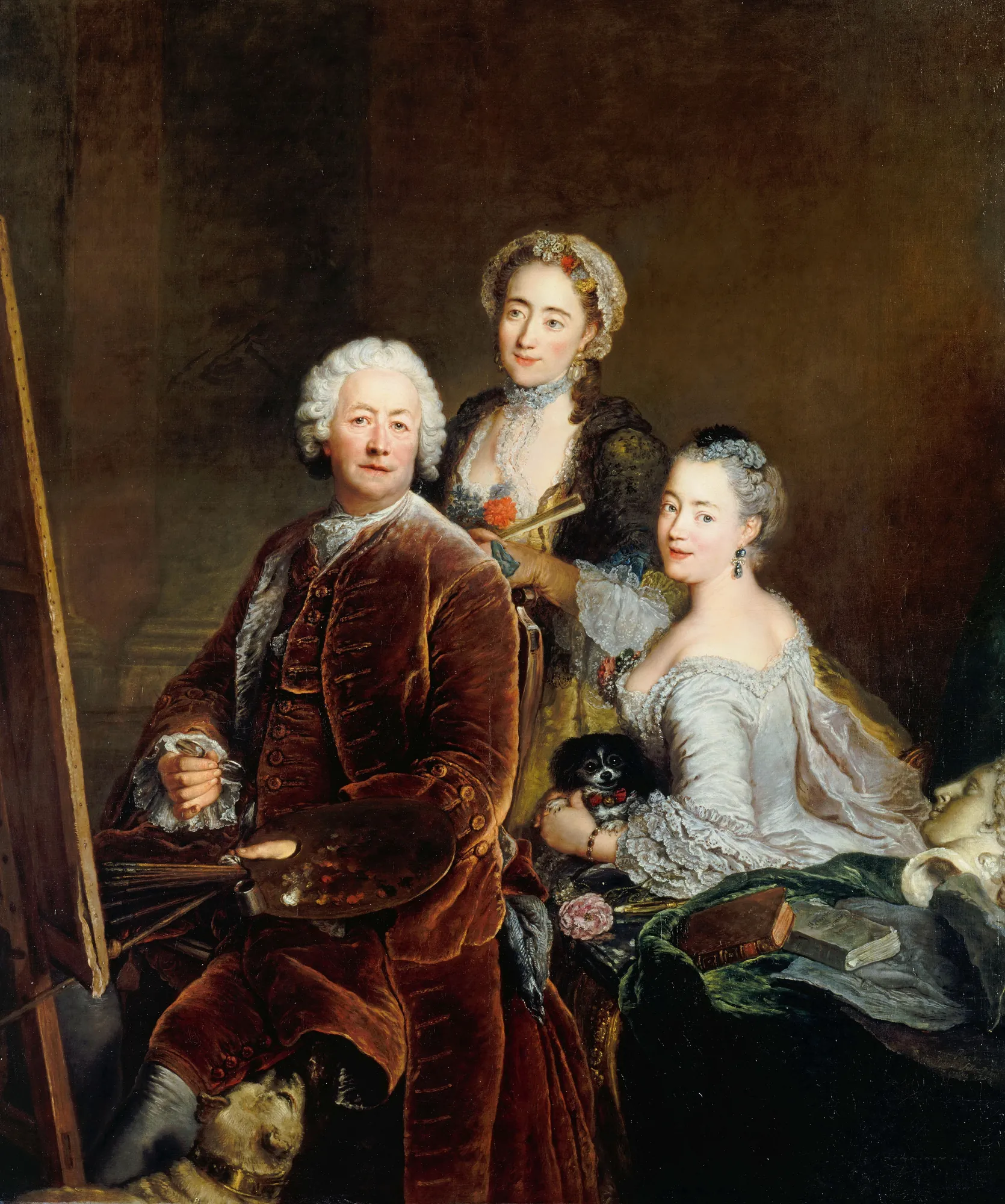 Self-portrait with Daughters Henriette Joyard and Marie de Rège