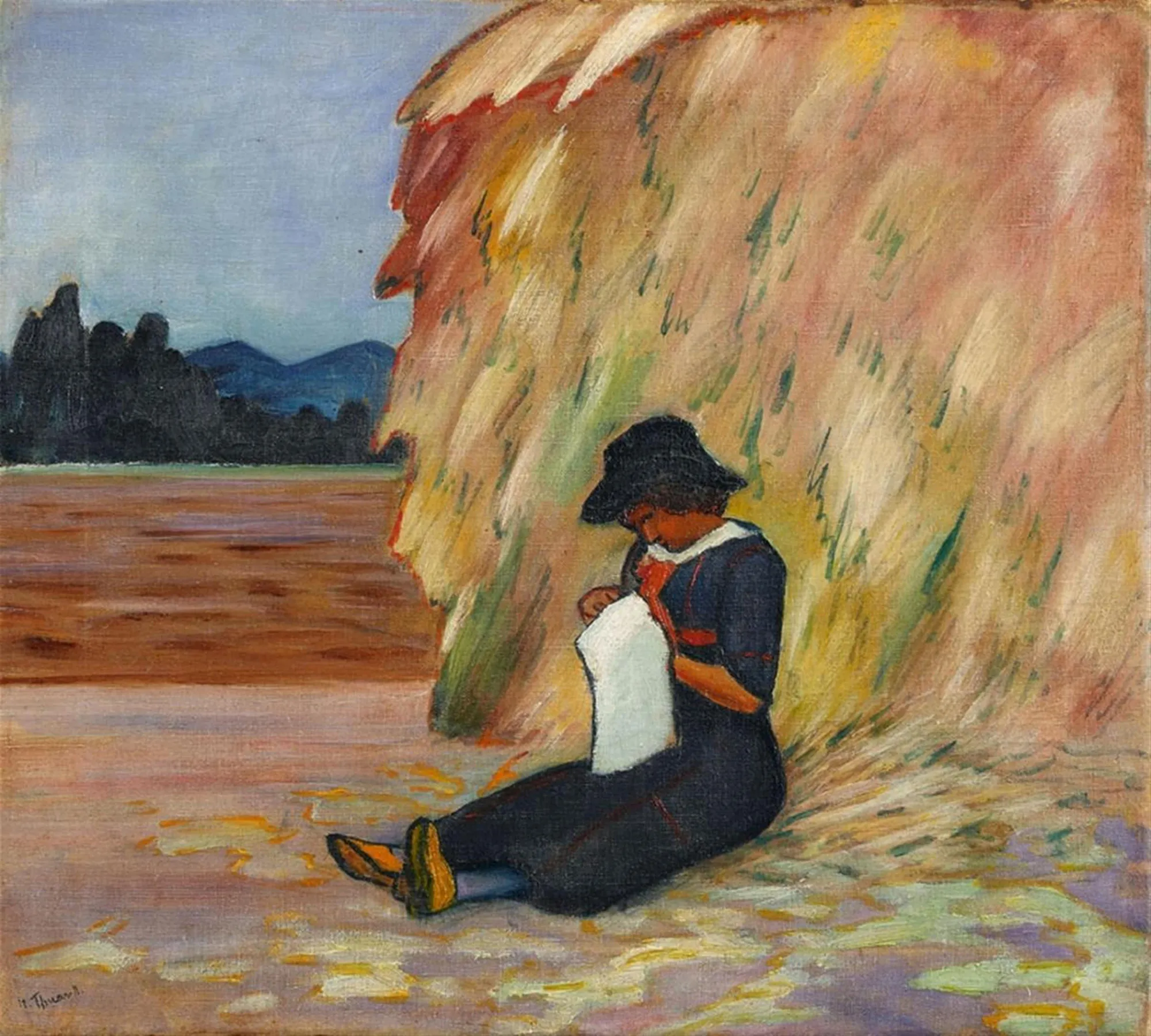 Grete vor Heuhaufen (Grete in front of a Haystack)