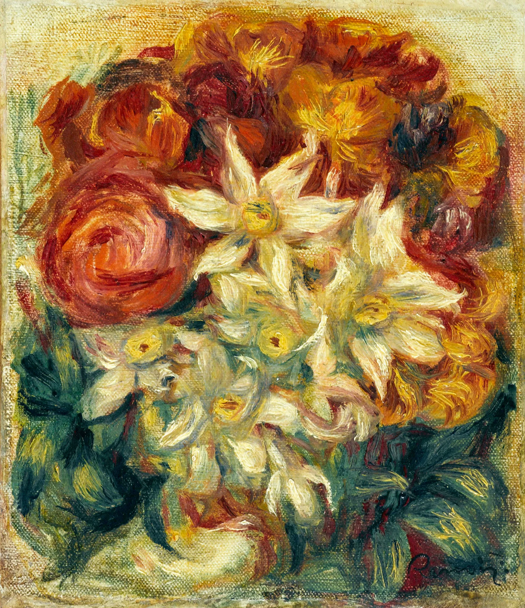 Bouquet de narcisses et de roses
