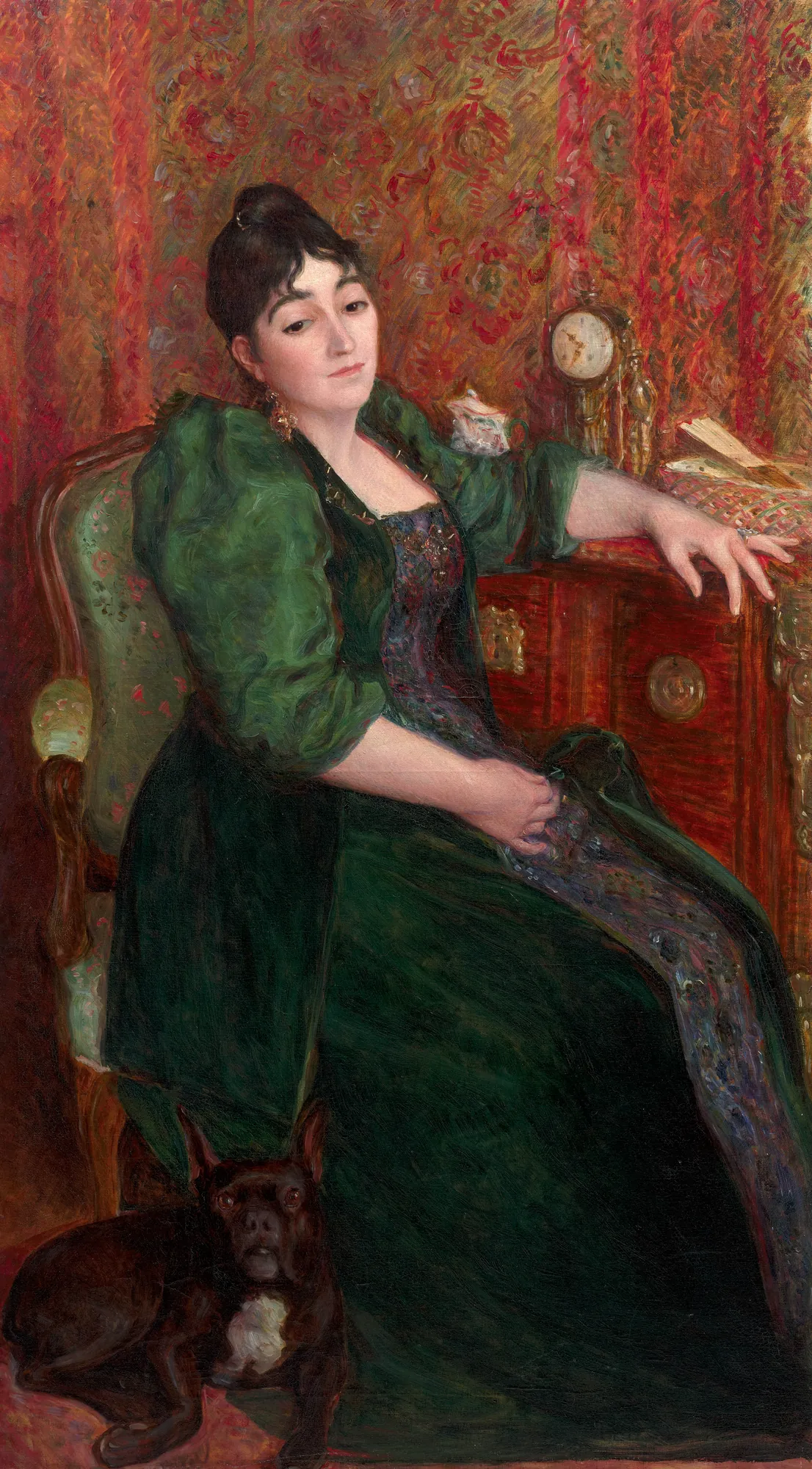 Self-Portrait with Her French Bulldog