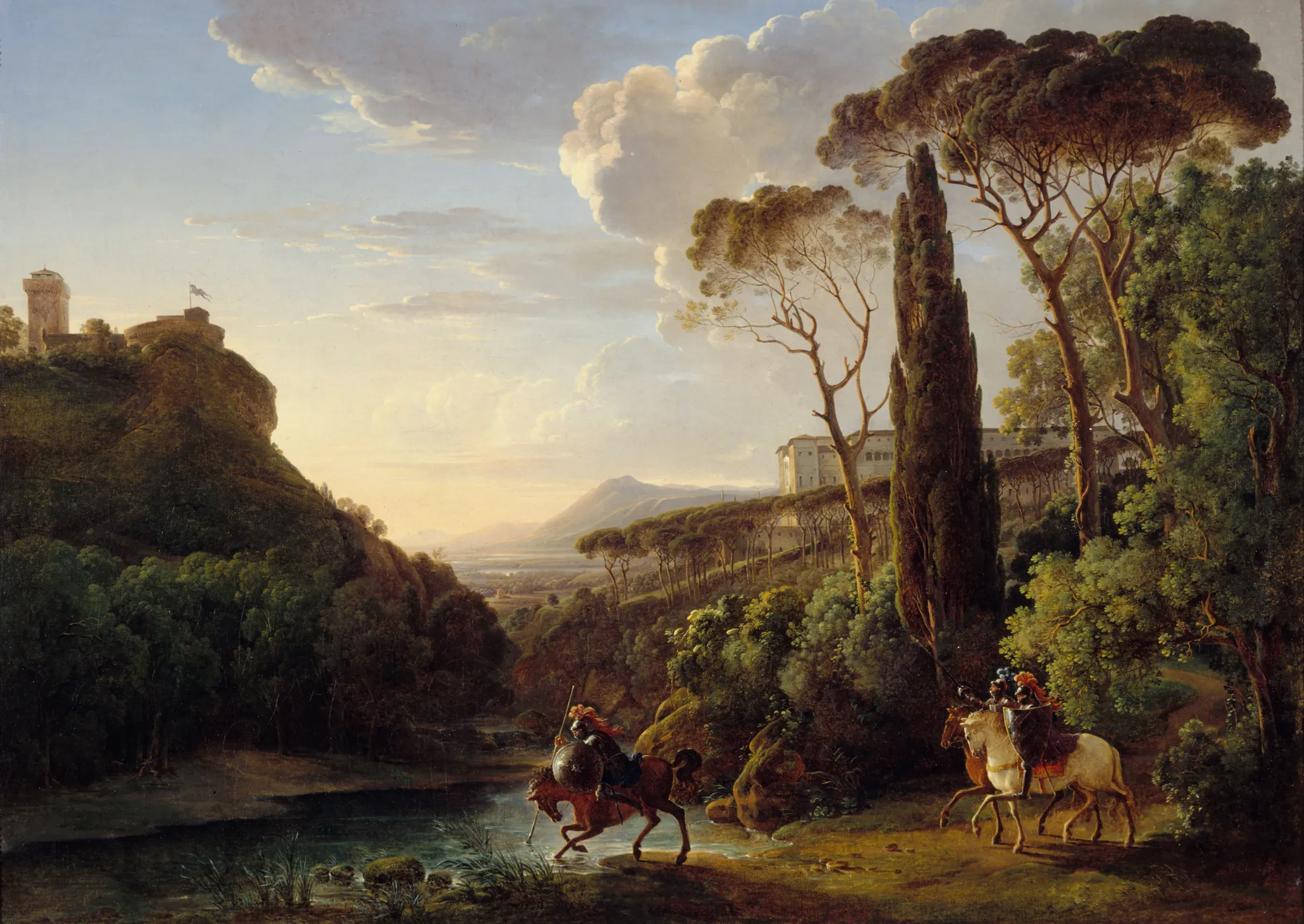 Paysage d'Italie avec trois chevaliers