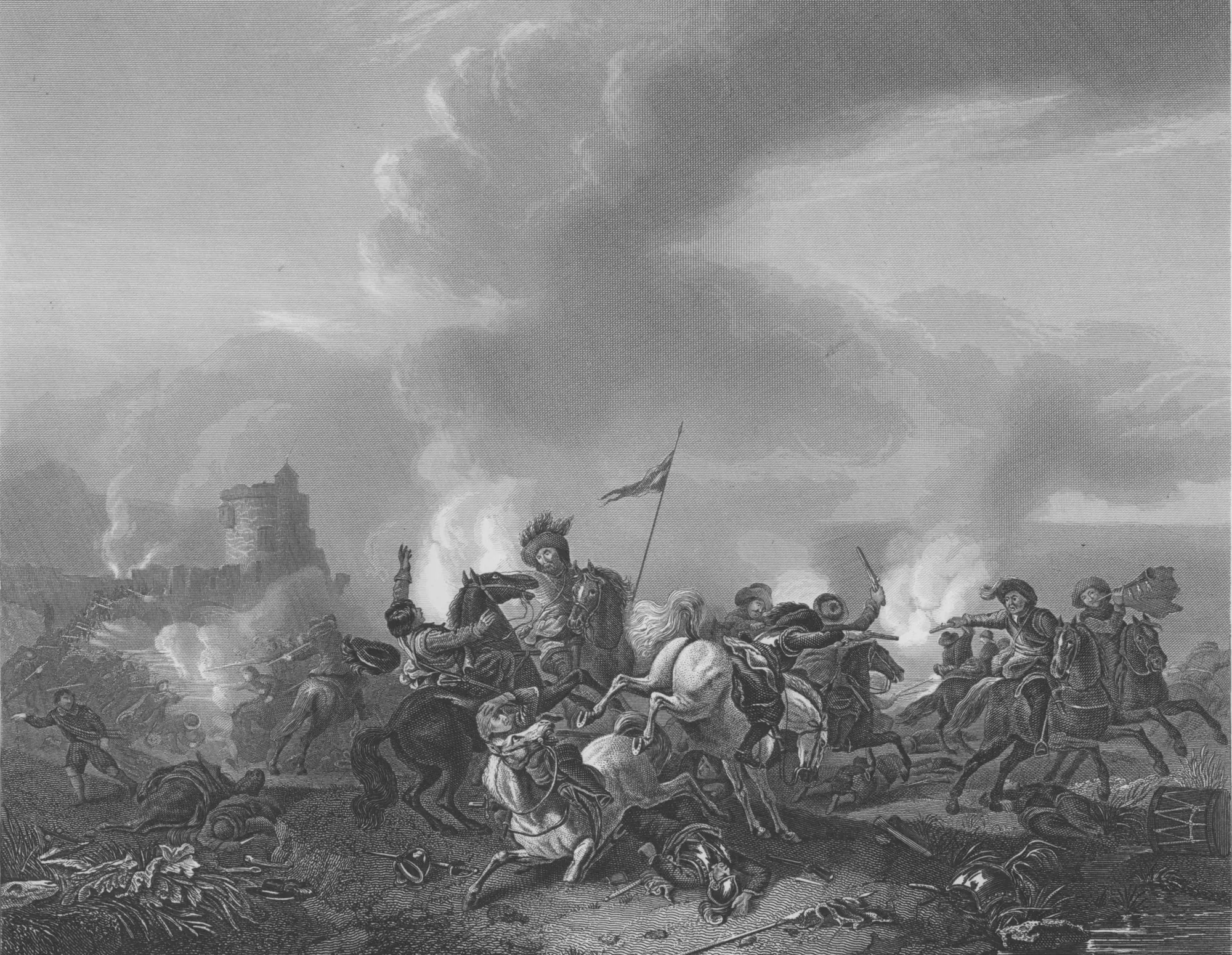 Cavalry Battle before a Hill Fort