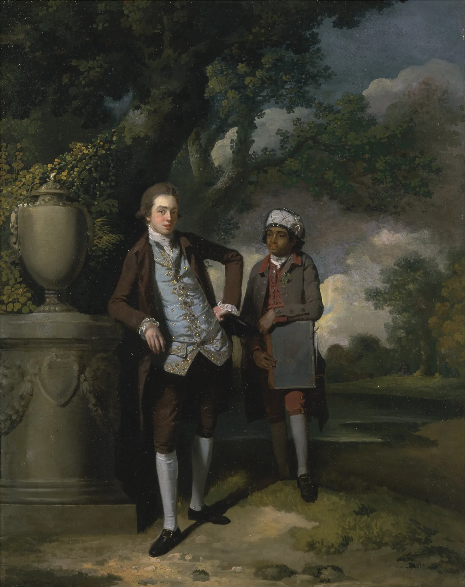 A Young Man with his Servant Holding a Portfolio