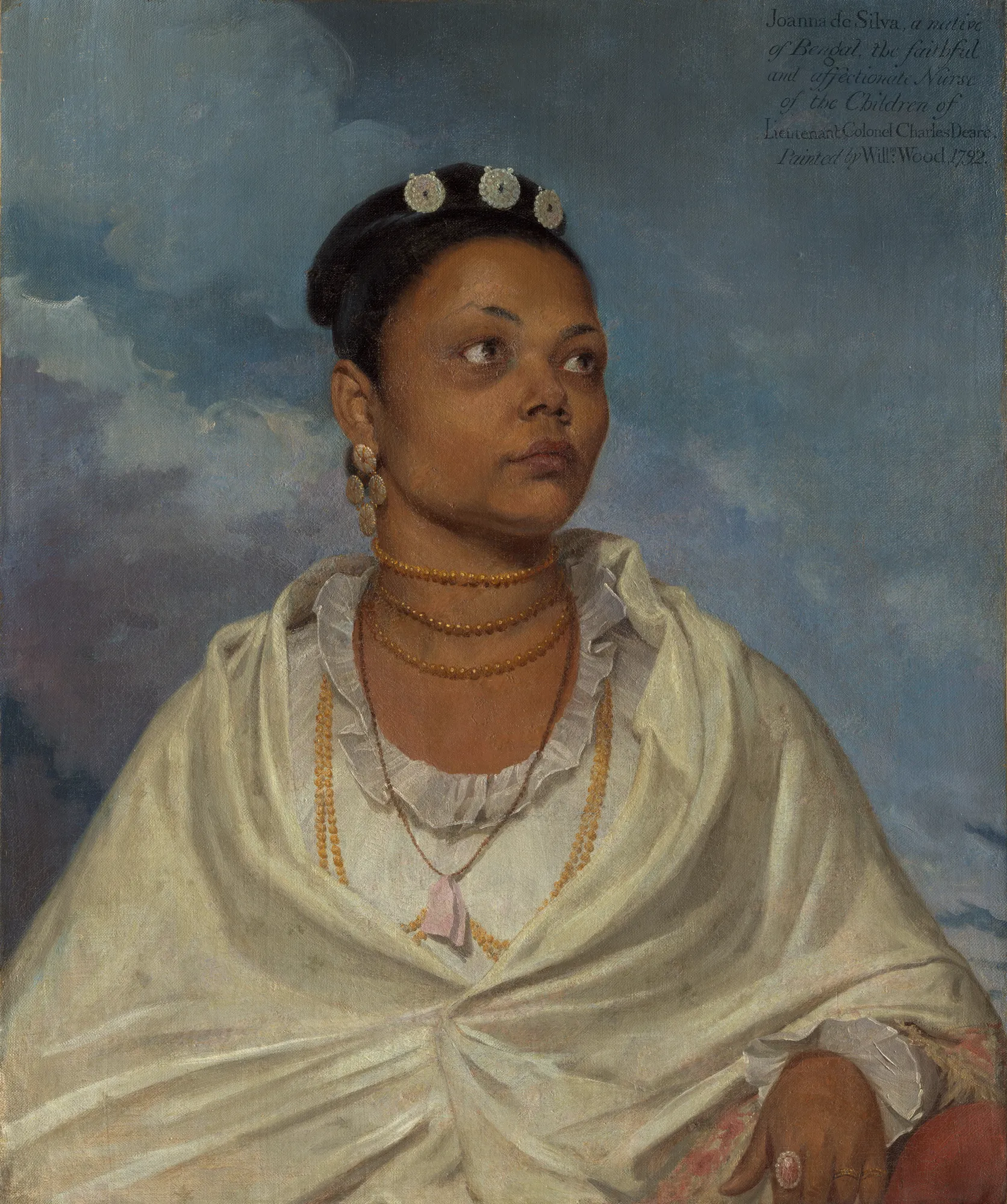 Joanna de Silva Joanna de Silva by William Wood. An 18th-century oil portrait of a South Asian woman draped in a white shawl against a cloudy blue sky.