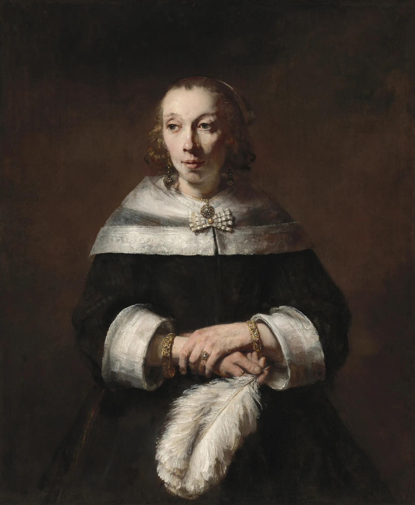 Portrait of a Woman with an Ostrich-Feather Fan