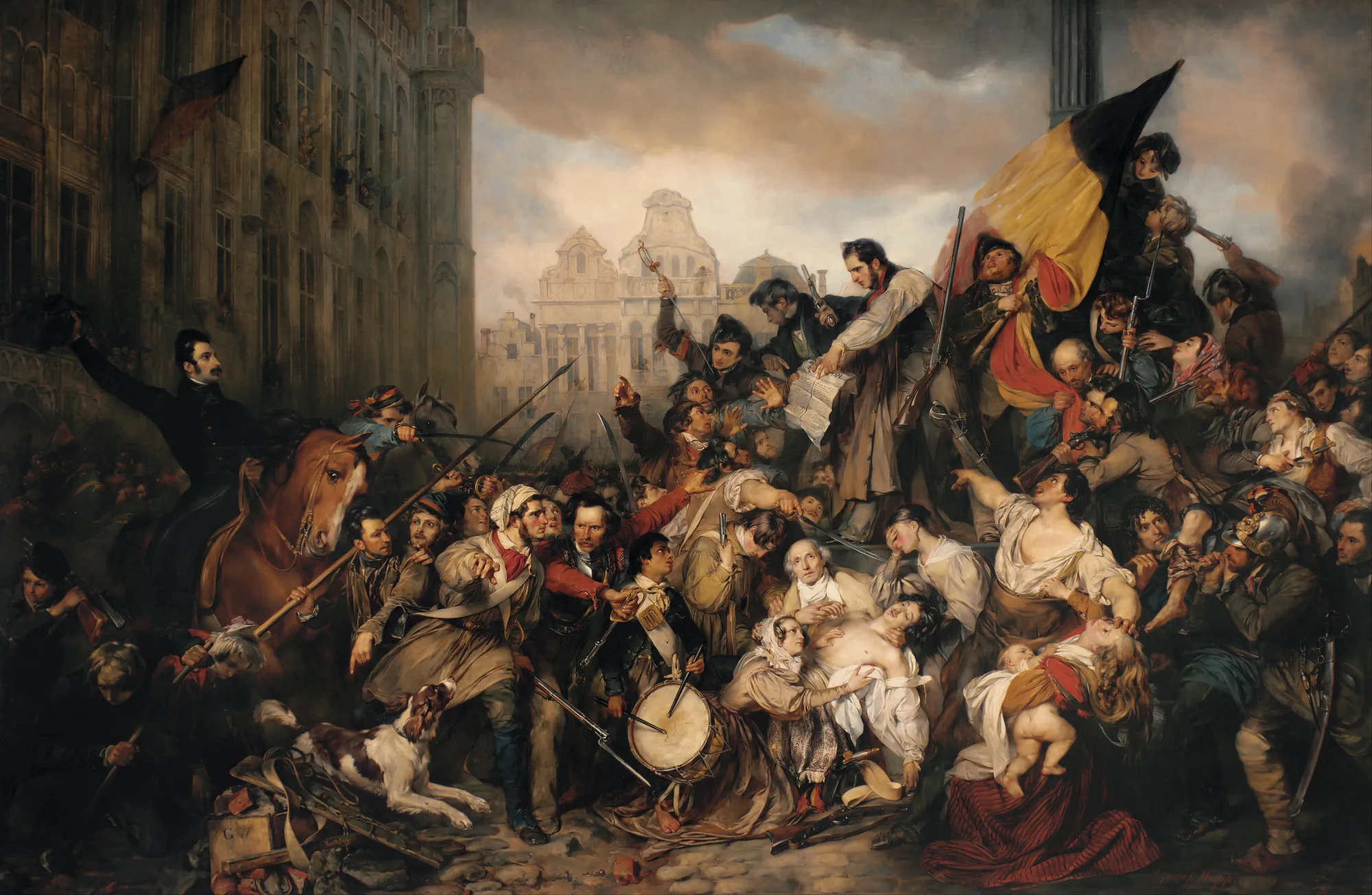 Episode of the September Days 1830 on the Grand Place of Brussels