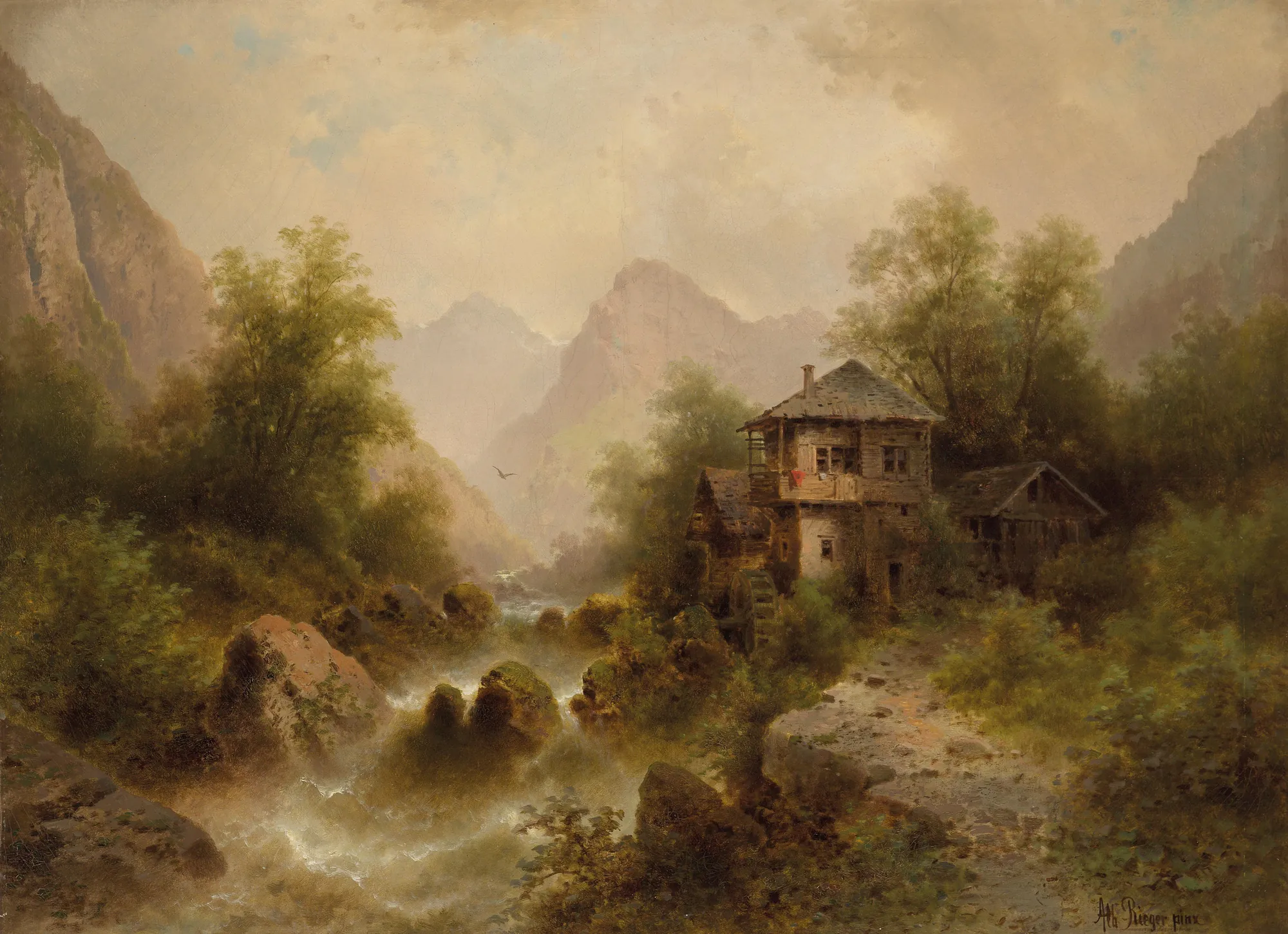 Waterfall with a Mill