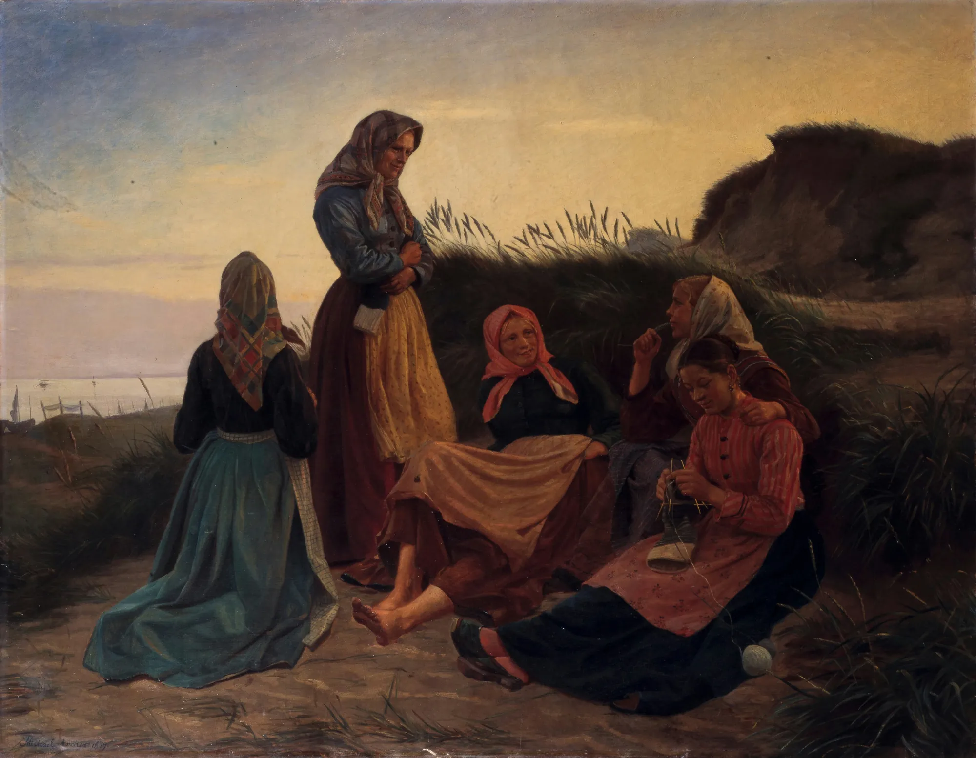 Girls Gathered on Sladrebakken on a Summer Evening
