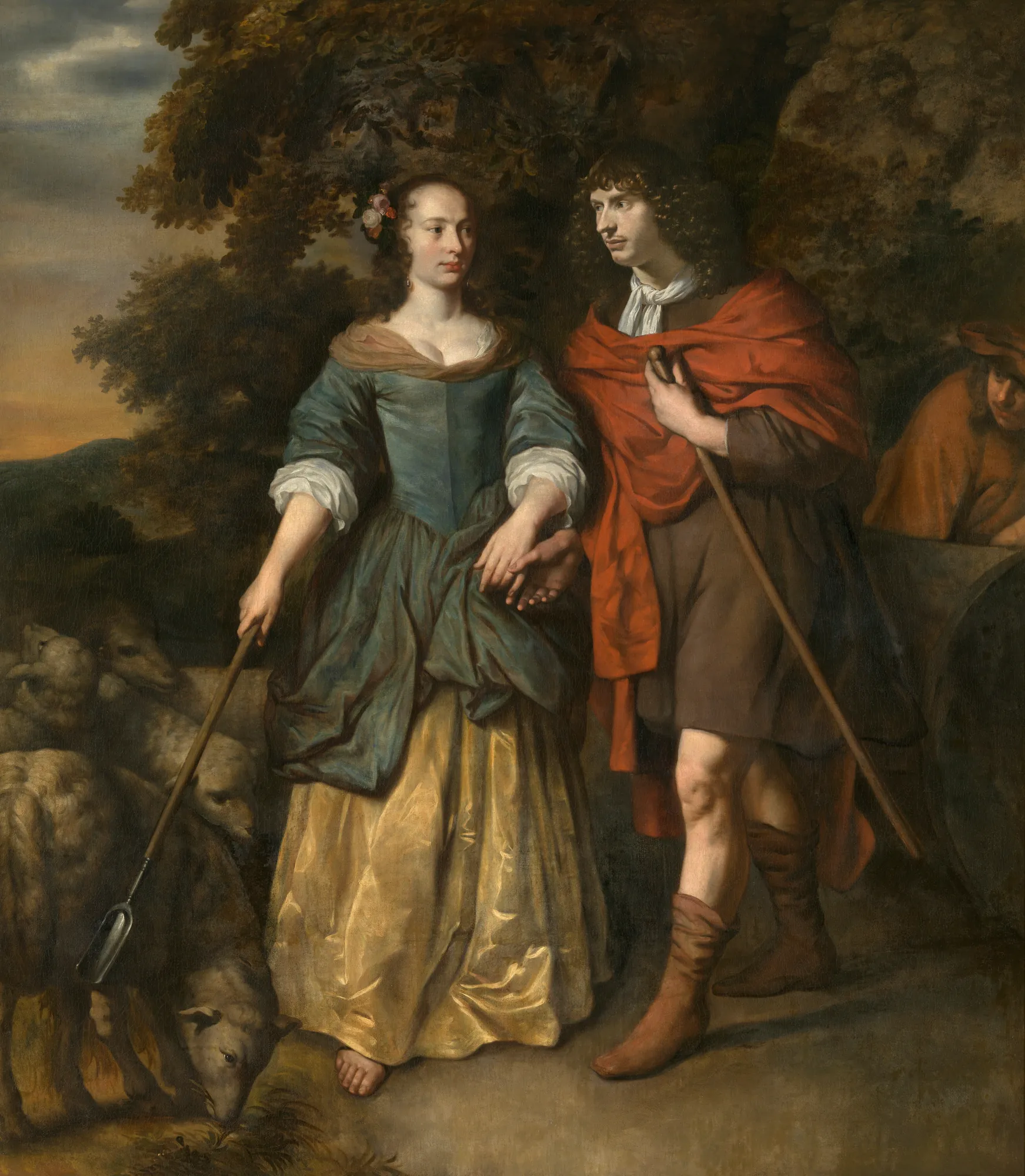 Young Couple in Shepherd's Costumes