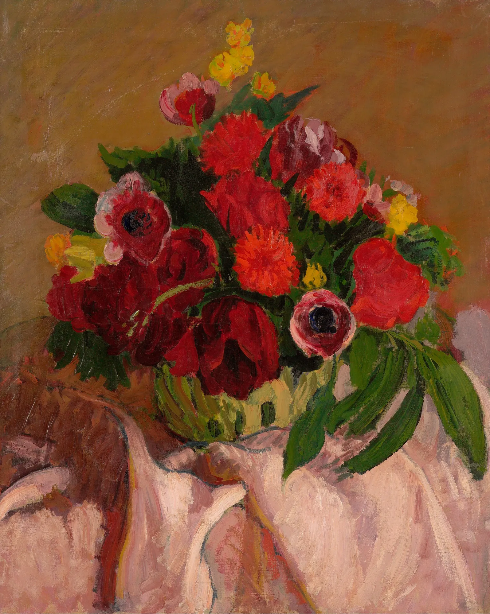 Mixed Flowers on Pink Cloth